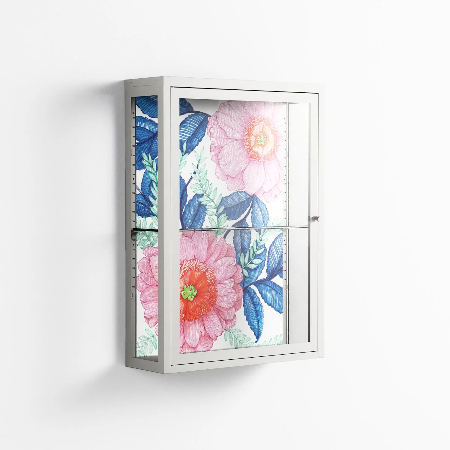 Pink Anemones - Wall Cabinet - Katie O’Shea - Chalk - Clear glass - Image 4