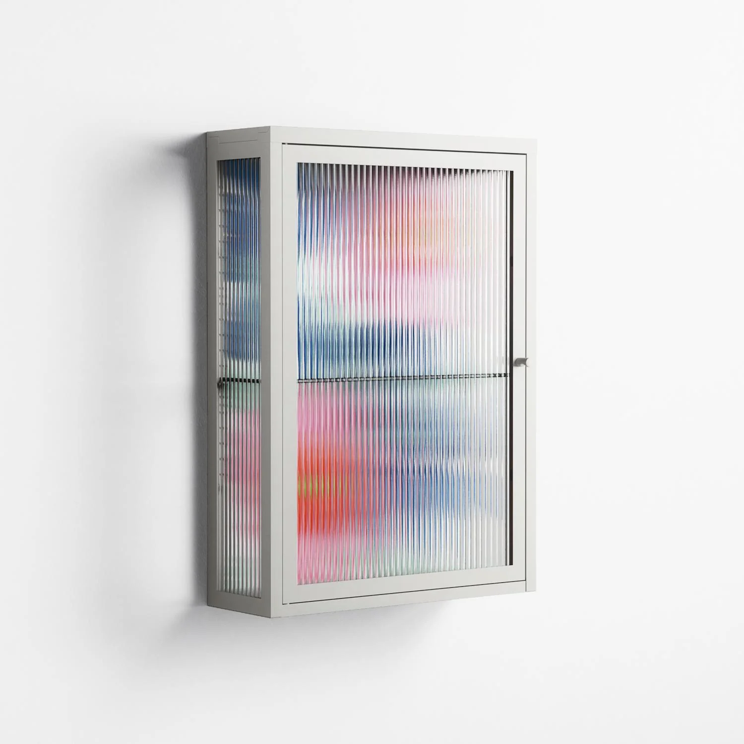 Pink Anemones - Wall Cabinet - Katie O’Shea - Chalk - Reeded glass - Image 4
