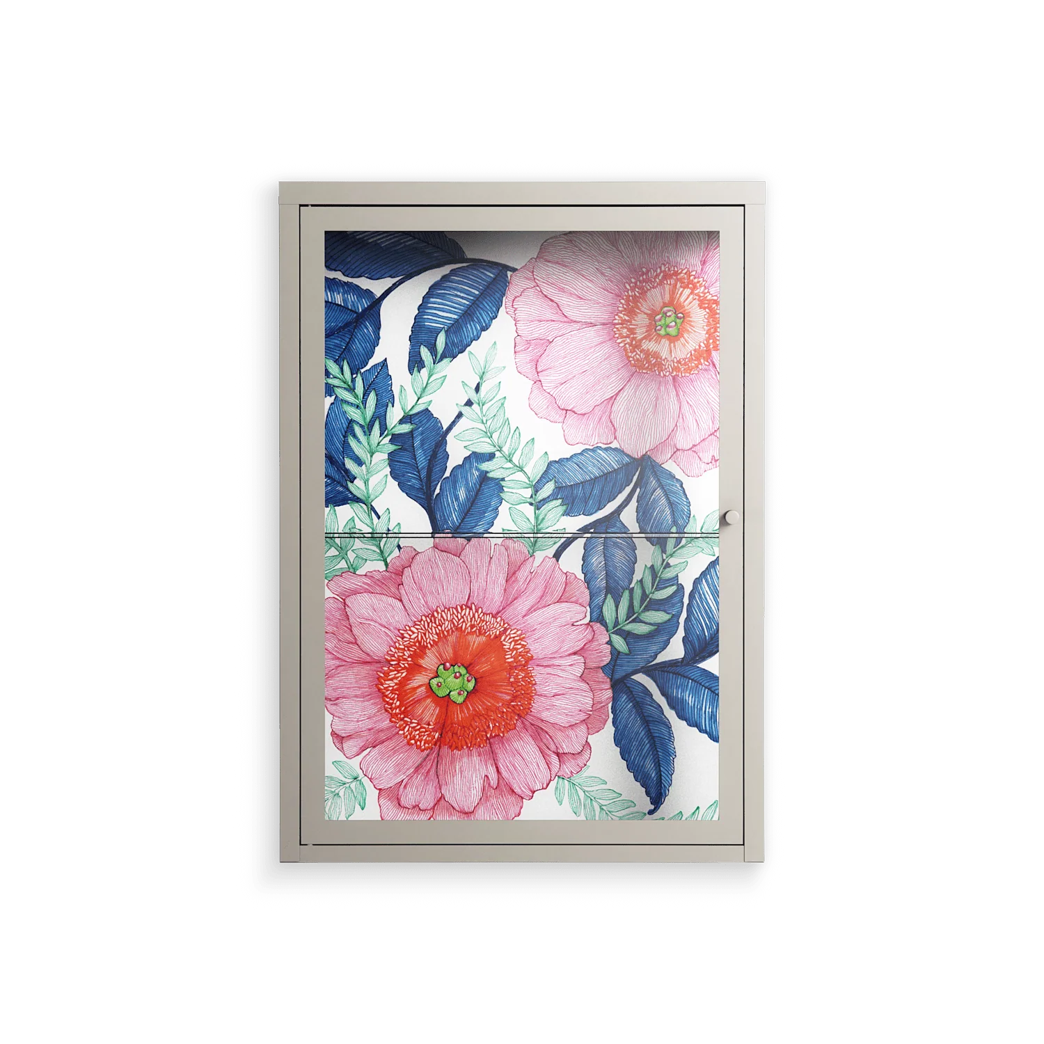 Pink Anemones - Wall Cabinet - Katie O’Shea - Pebble - Clear glass