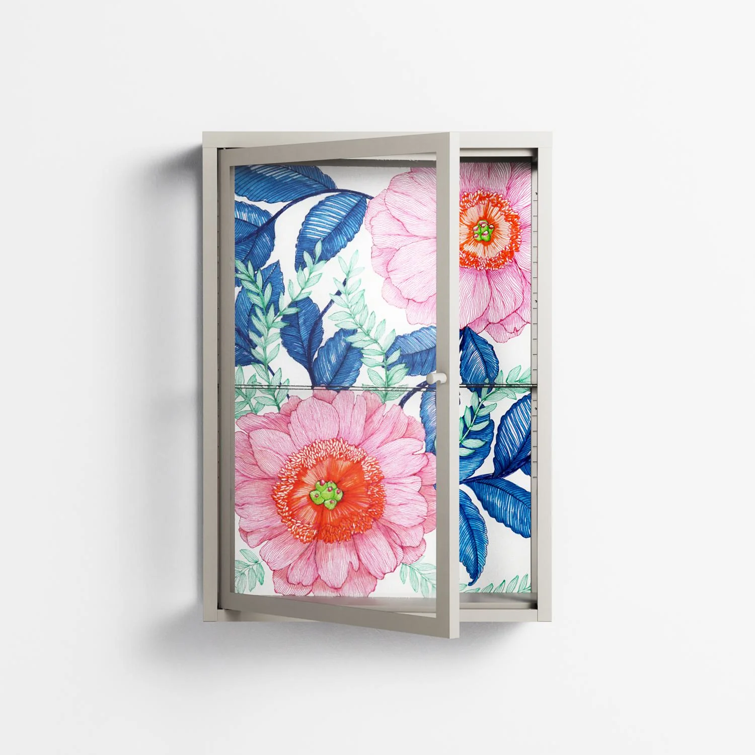 Pink Anemones - Wall Cabinet - Katie O’Shea - Pebble - Clear glass - Image 2