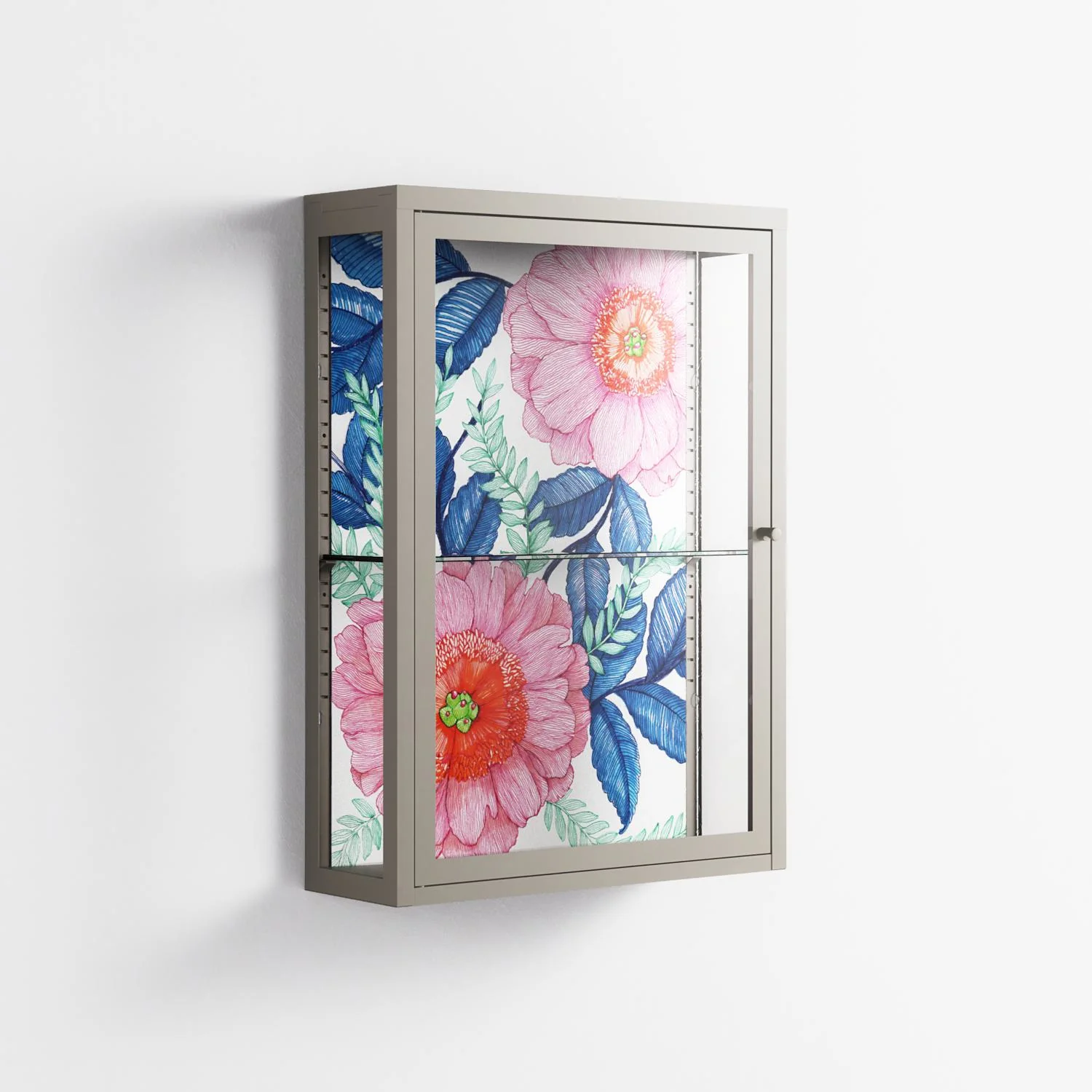 Pink Anemones - Wall Cabinet - Katie O’Shea - Pebble - Clear glass - Image 4
