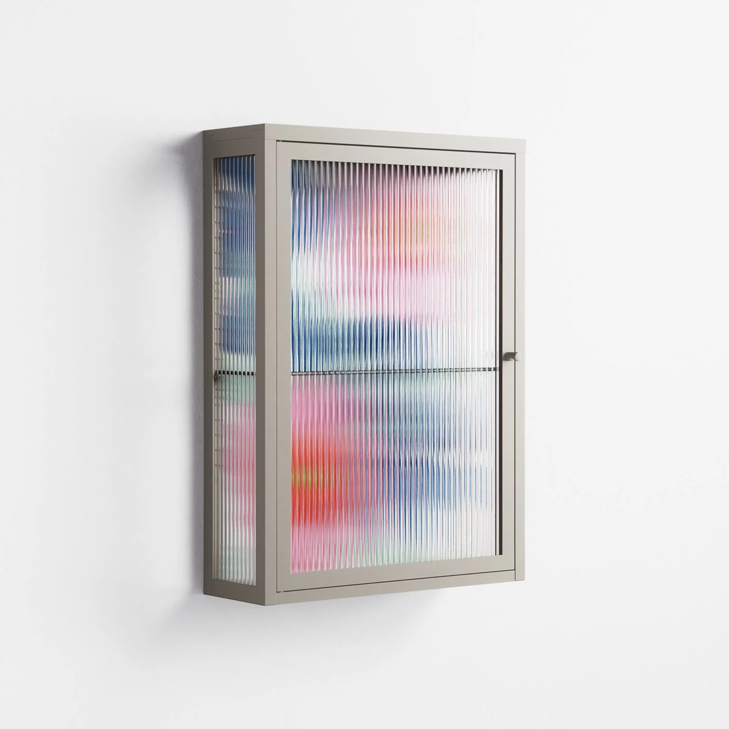 Pink Anemones - Wall Cabinet - Katie O’Shea - Pebble - Reeded glass - Image 4