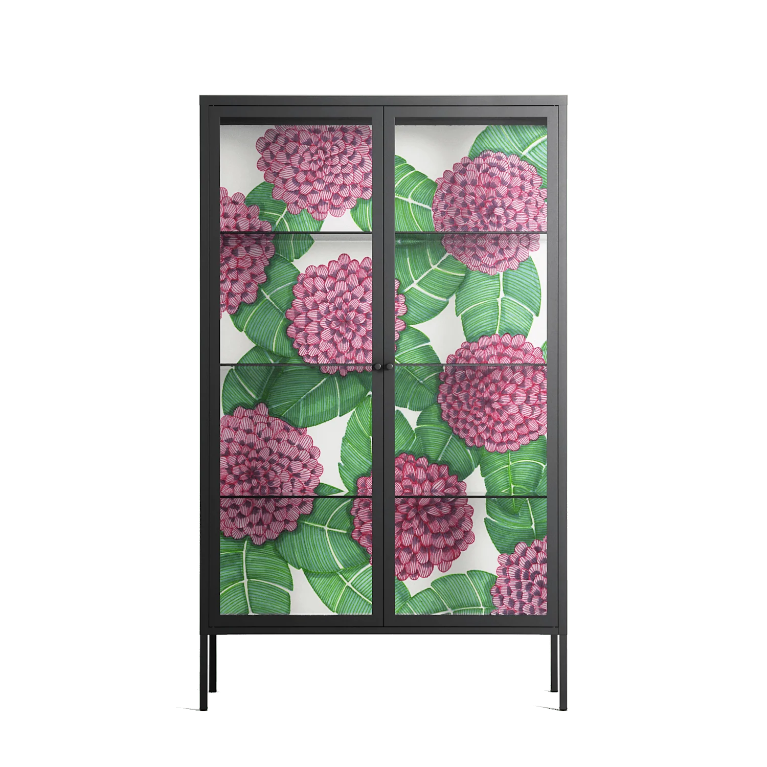 Pink Floras - Cabinet - Katie O’Shea - Antracite - Clear glass