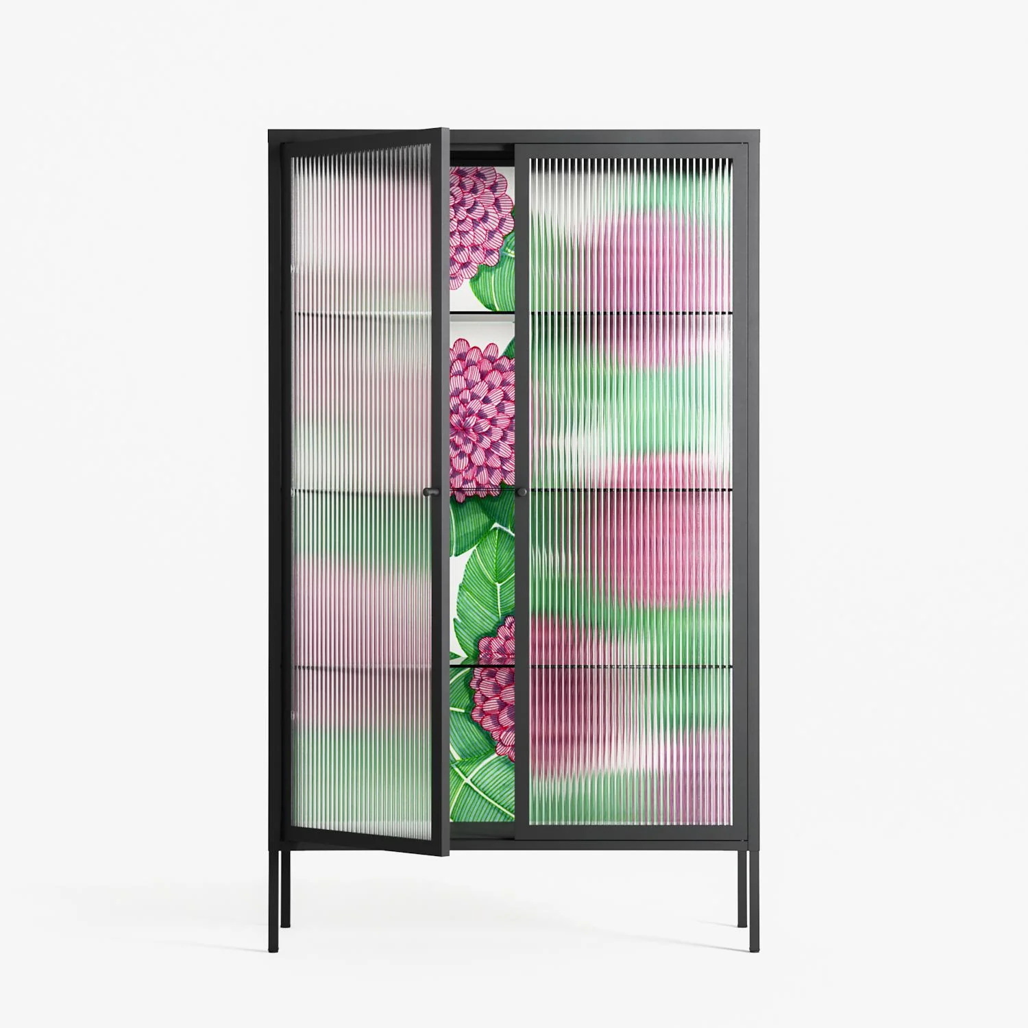 Pink Floras - Cabinet - Katie O’Shea - Antracite - Reeded glass - Image 2
