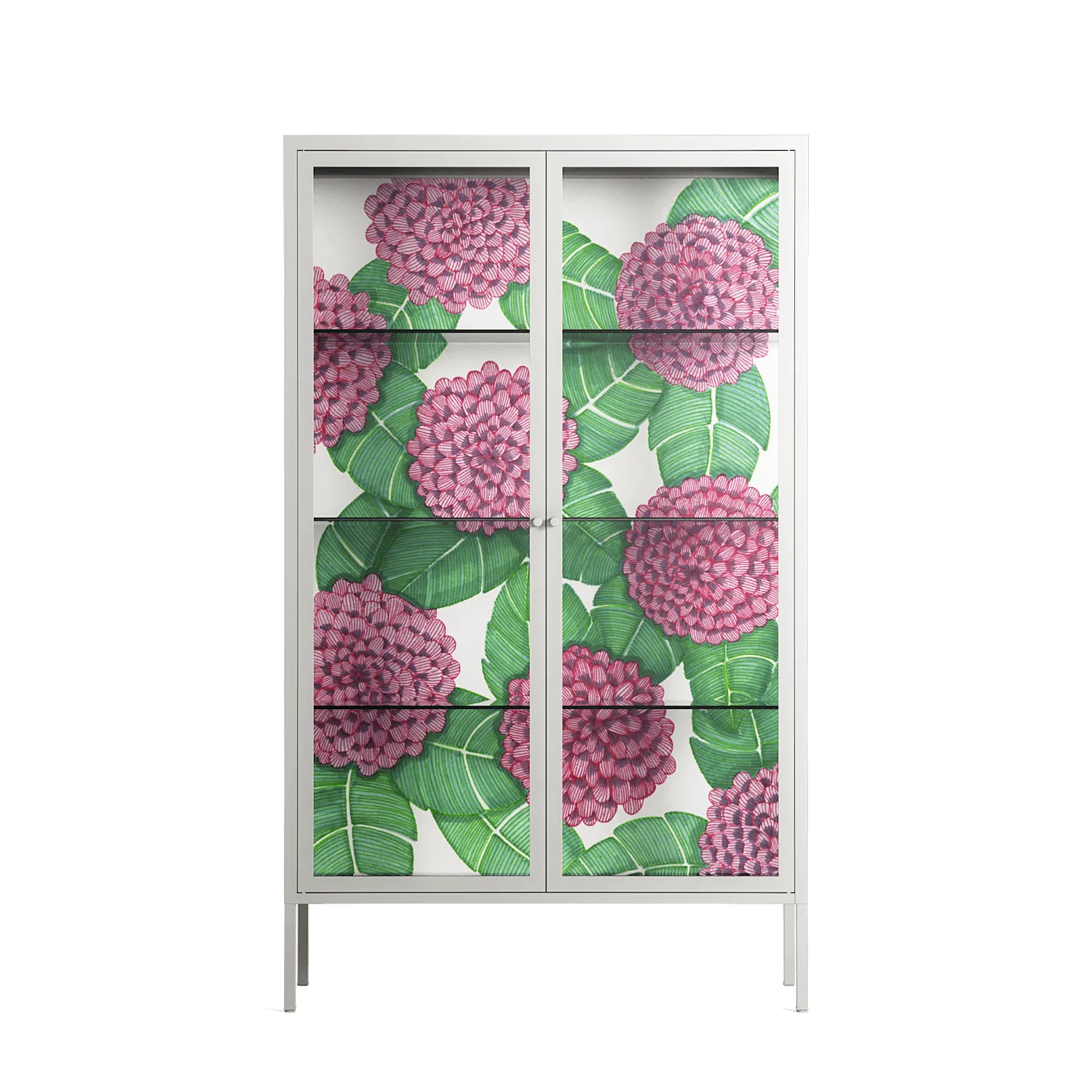 Pink Floras - Cabinet - Katie O’Shea - Chalk - Clear glass