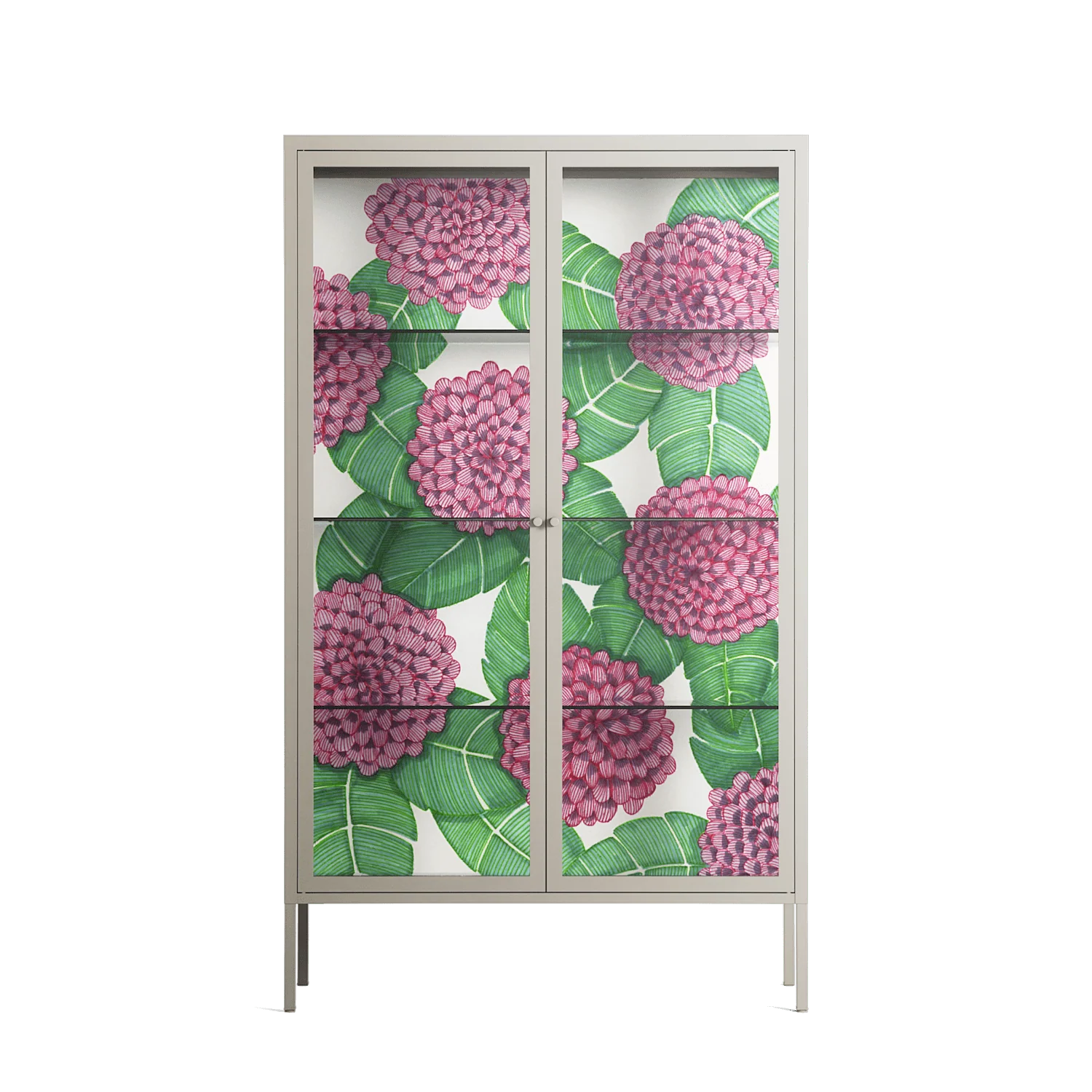 Pink Floras - Cabinet - Katie O’Shea - Pebble - Clear glass