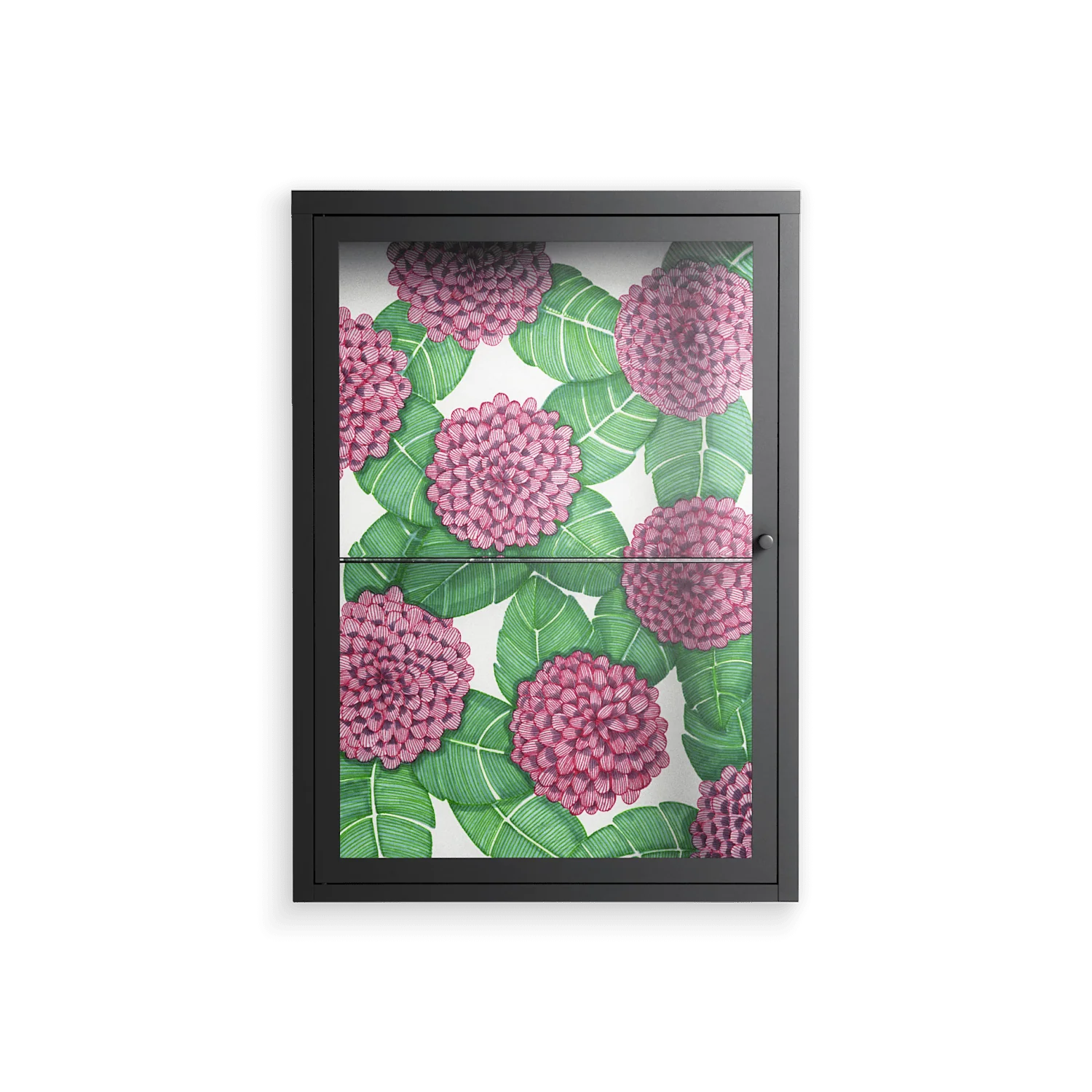 Pink Floras - Wall Cabinet - Katie O’Shea - Antracite - Clear glass
