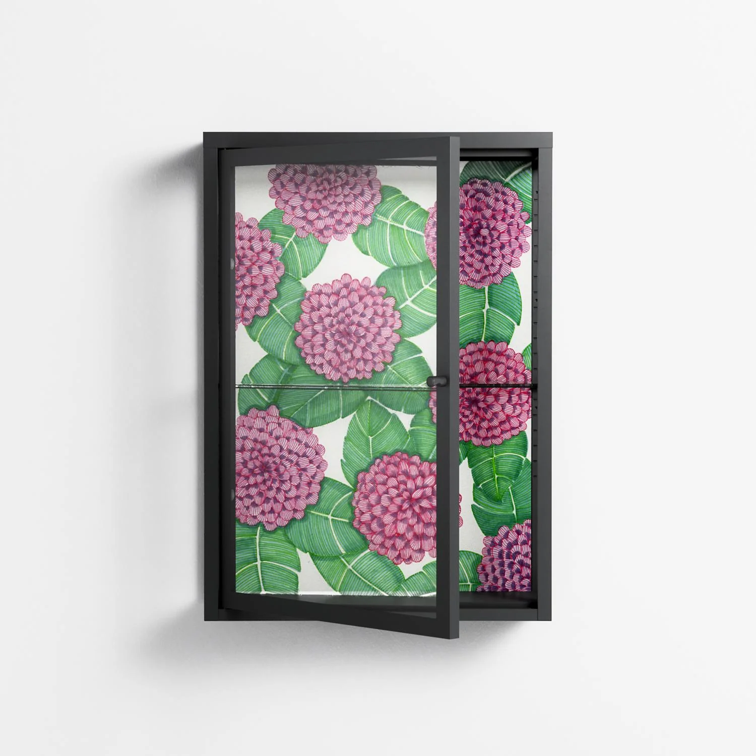 Pink Floras - Wall Cabinet - Katie O’Shea - Antracite - Clear glass - Image 2