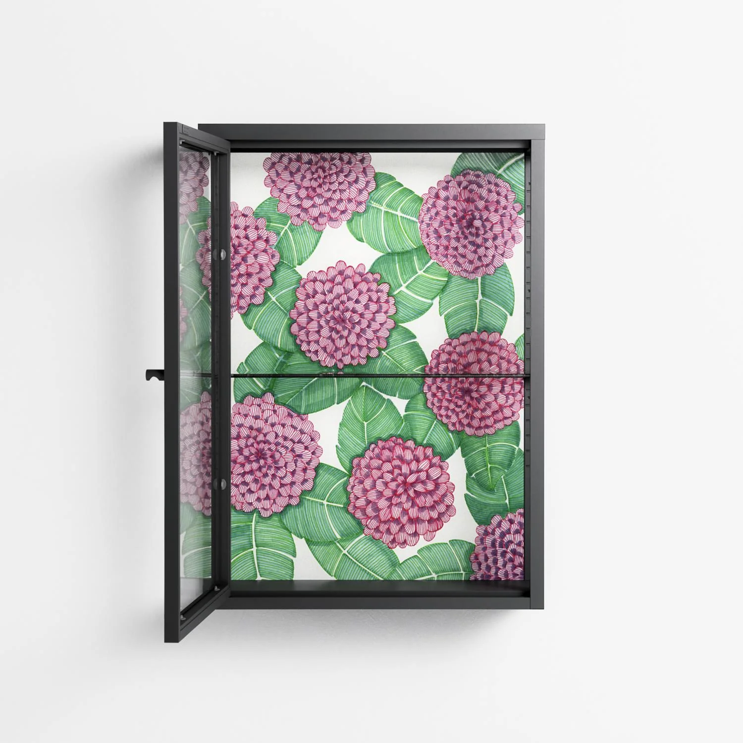 Pink Floras - Wall Cabinet - Katie O’Shea - Antracite - Clear glass - Image 3