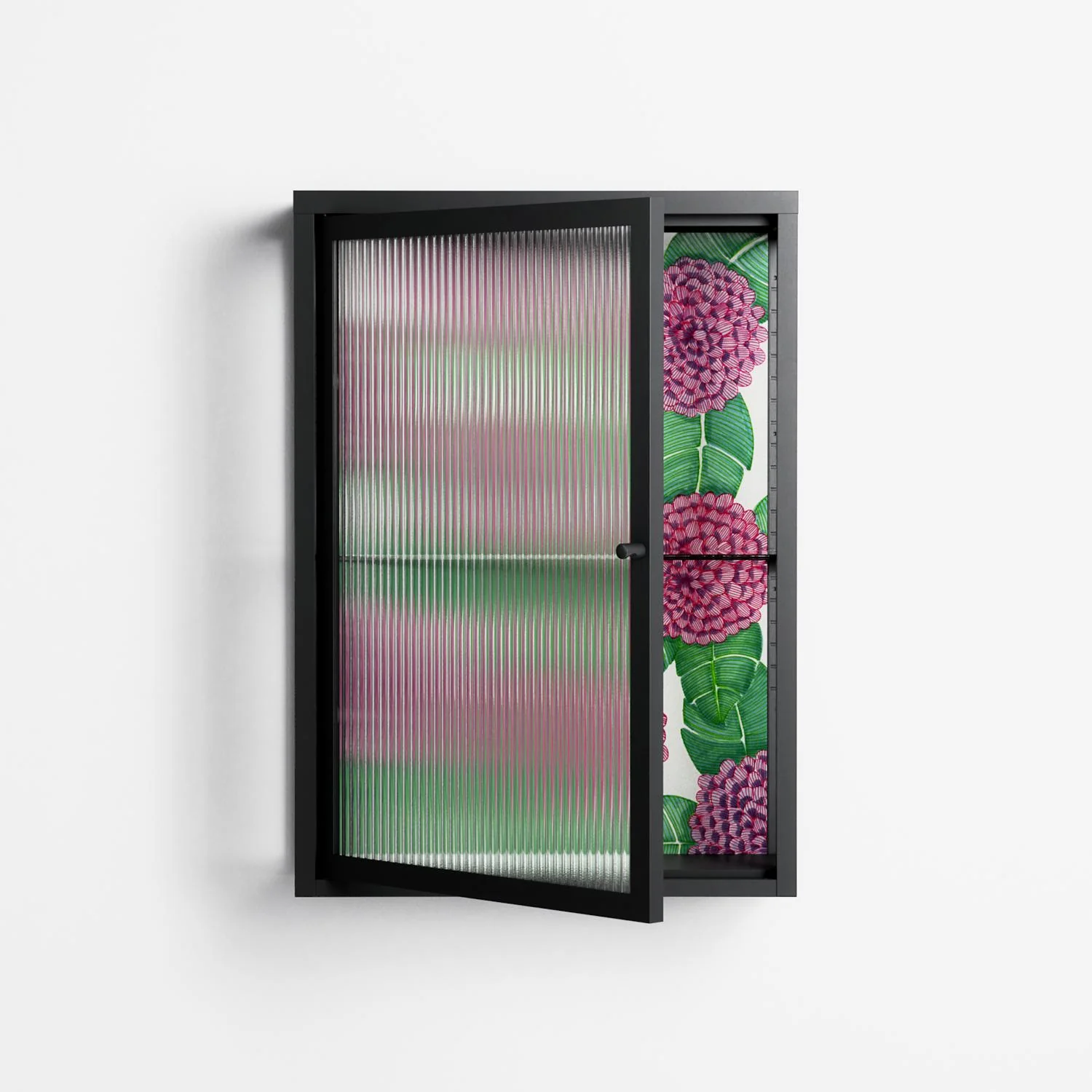 Pink Floras - Wall Cabinet - Katie O’Shea - Antracite - Reeded glass - Image 2