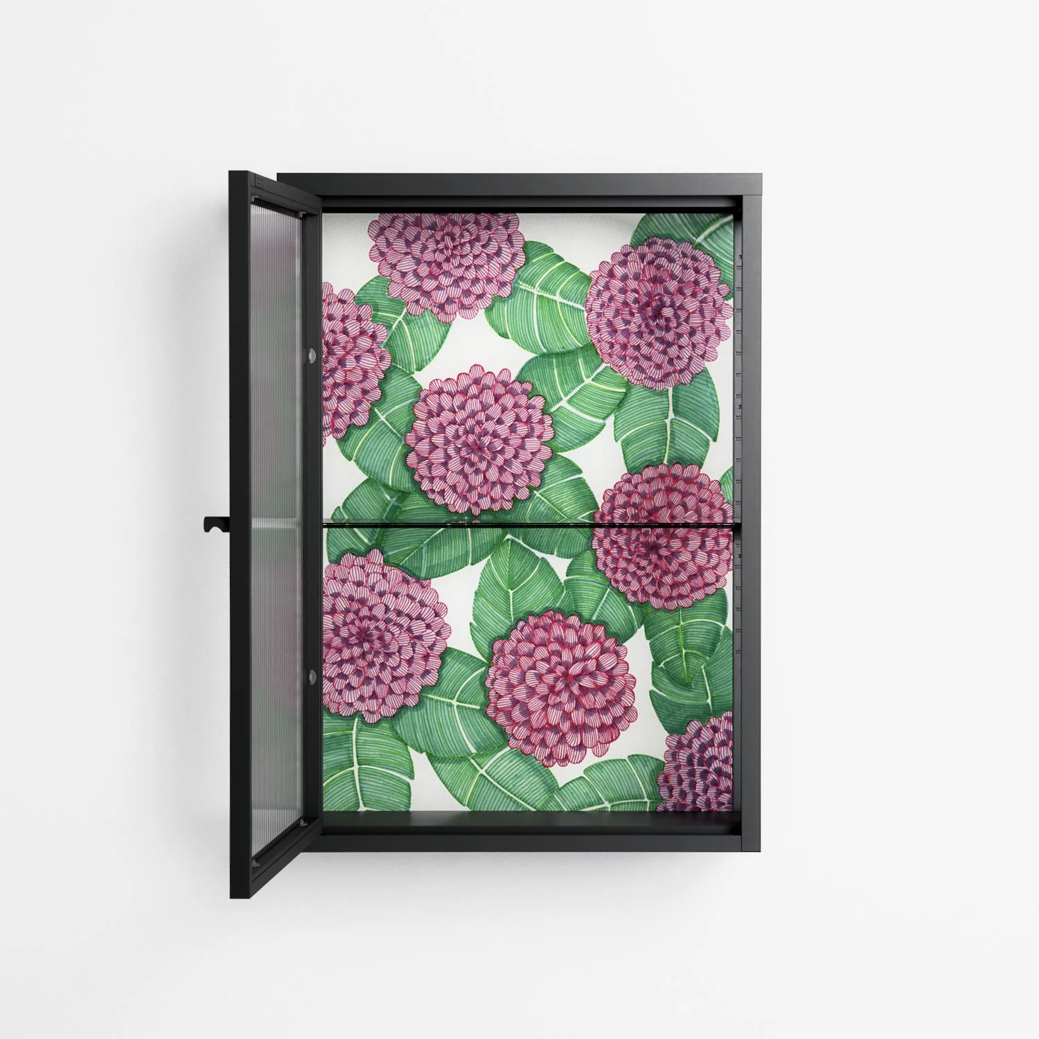 Pink Floras - Wall Cabinet - Katie O’Shea - Antracite - Reeded glass - Image 3