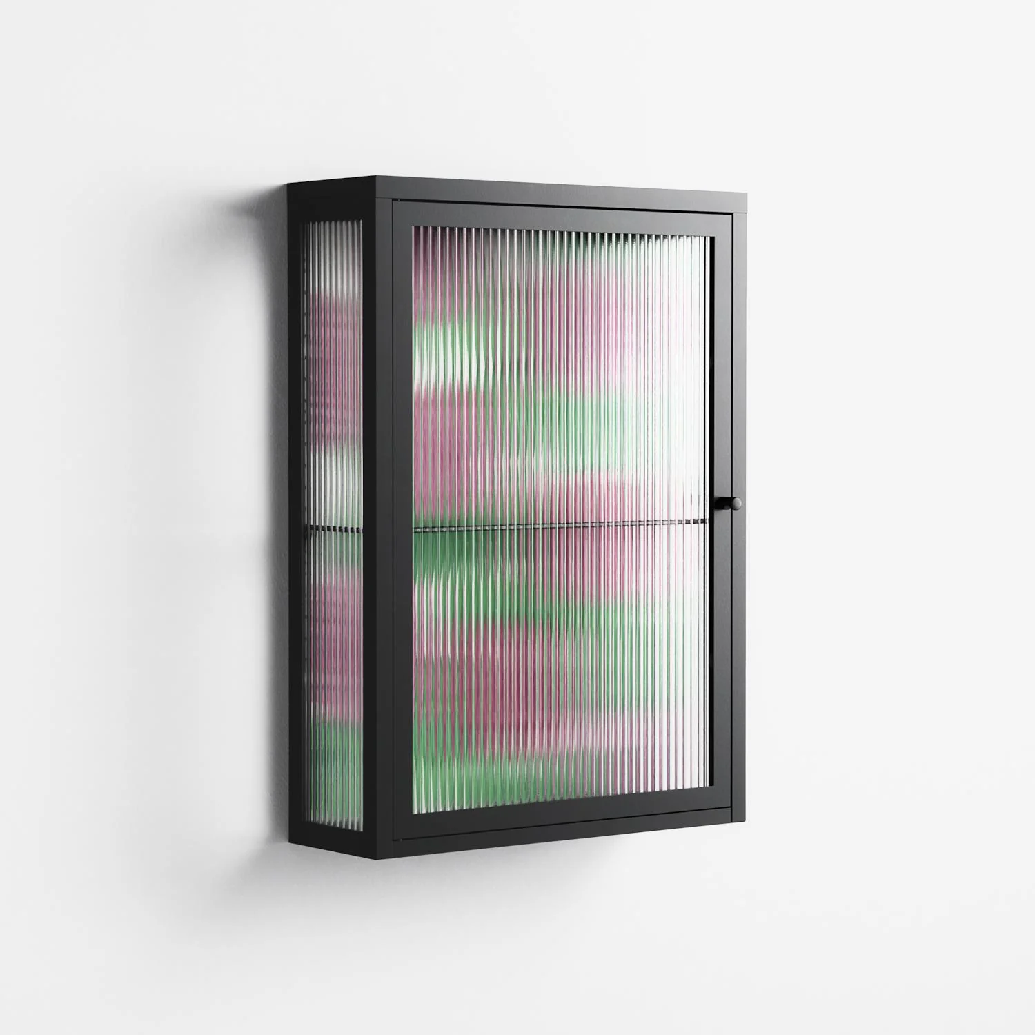 Pink Floras - Wall Cabinet - Katie O’Shea - Antracite - Reeded glass - Image 4