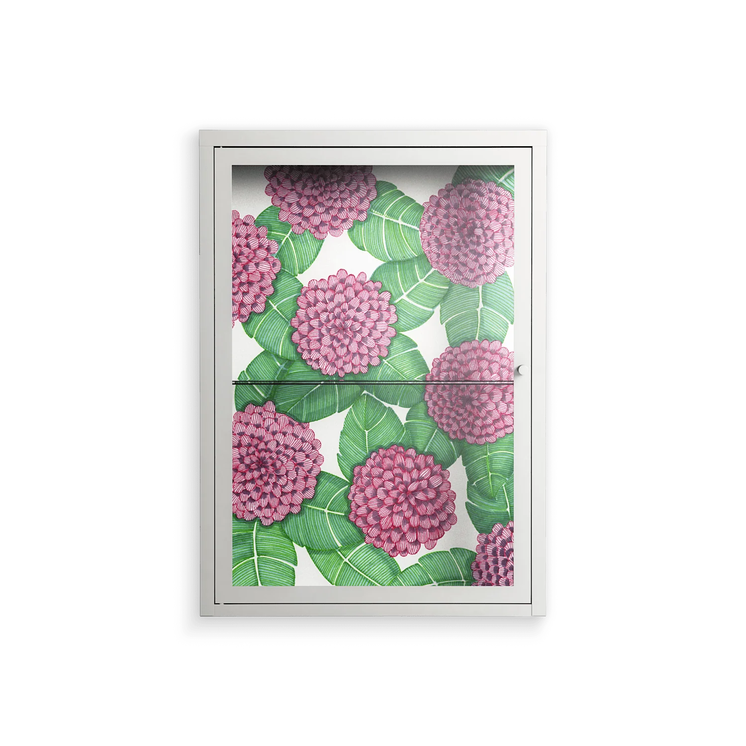 Pink Floras - Wall Cabinet - Katie O’Shea - Chalk - Clear glass