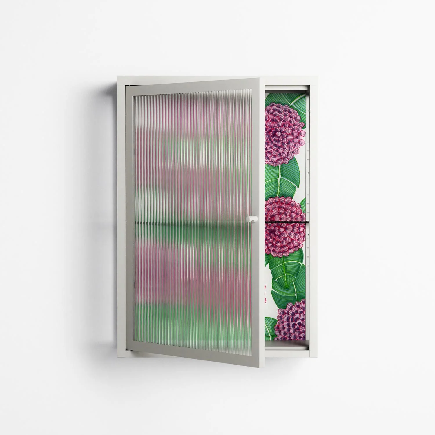 Pink Floras - Wall Cabinet - Katie O’Shea - Chalk - Reeded glass - Image 2