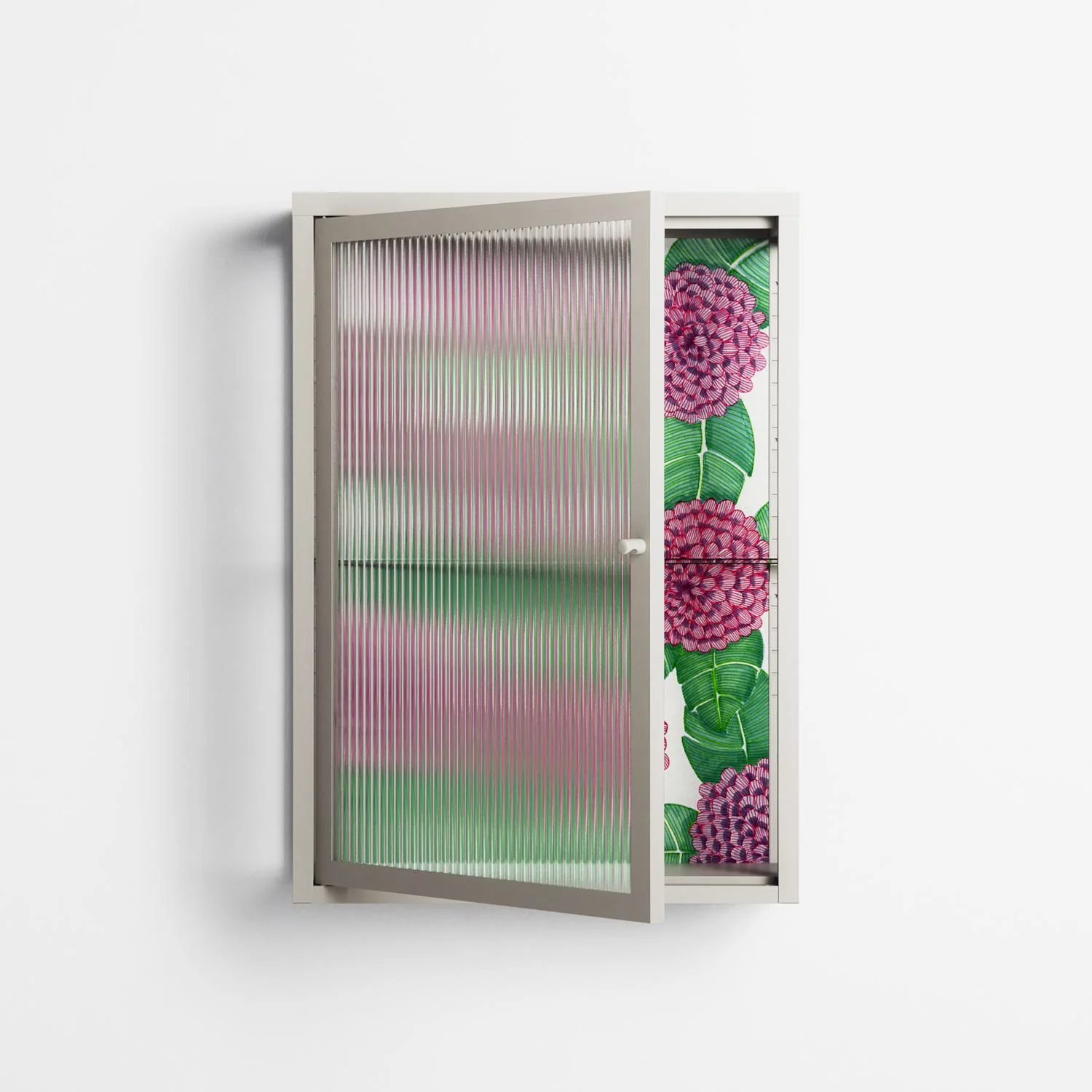 Pink Floras - Wall Cabinet - Katie O’Shea - Pebble - Reeded glass - Image 2