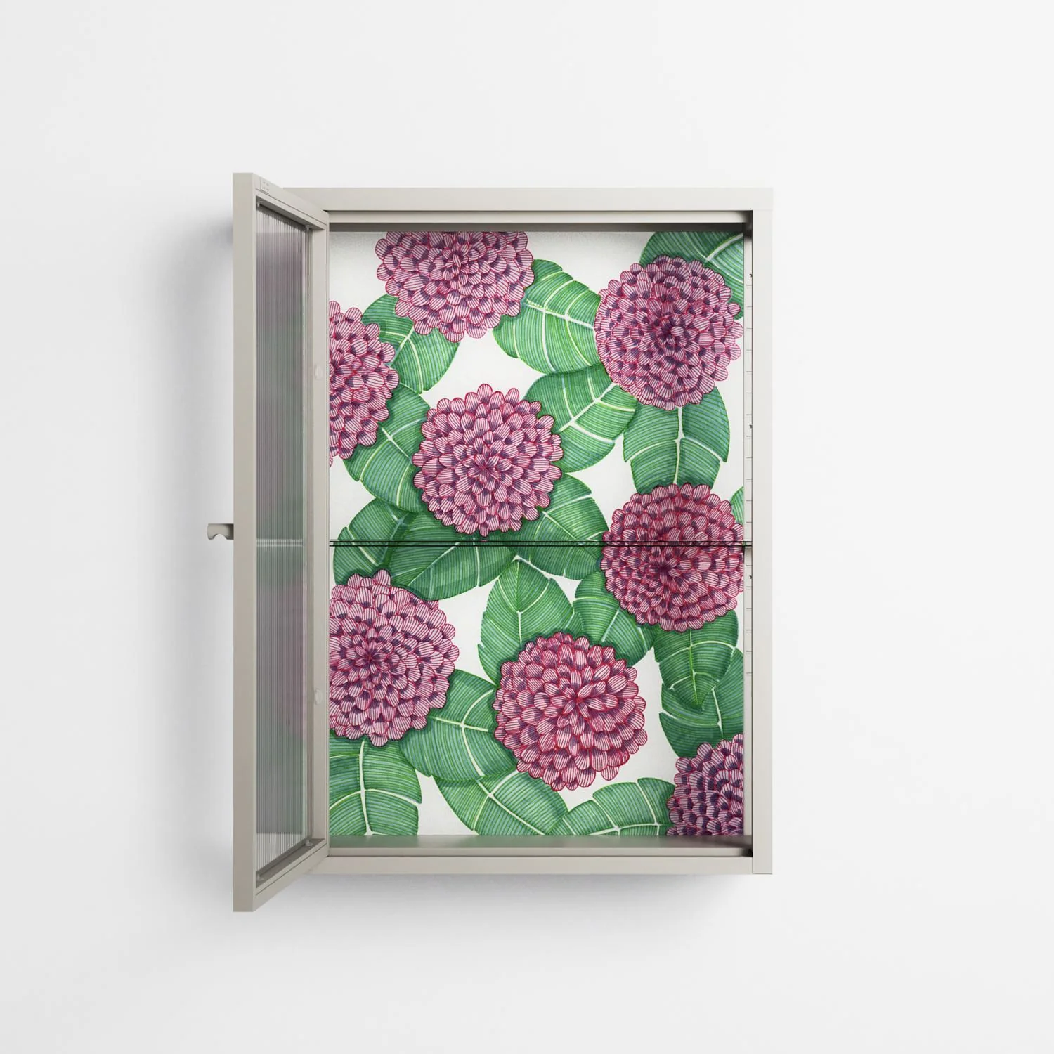 Pink Floras - Wall Cabinet - Katie O’Shea - Pebble - Reeded glass - Image 3