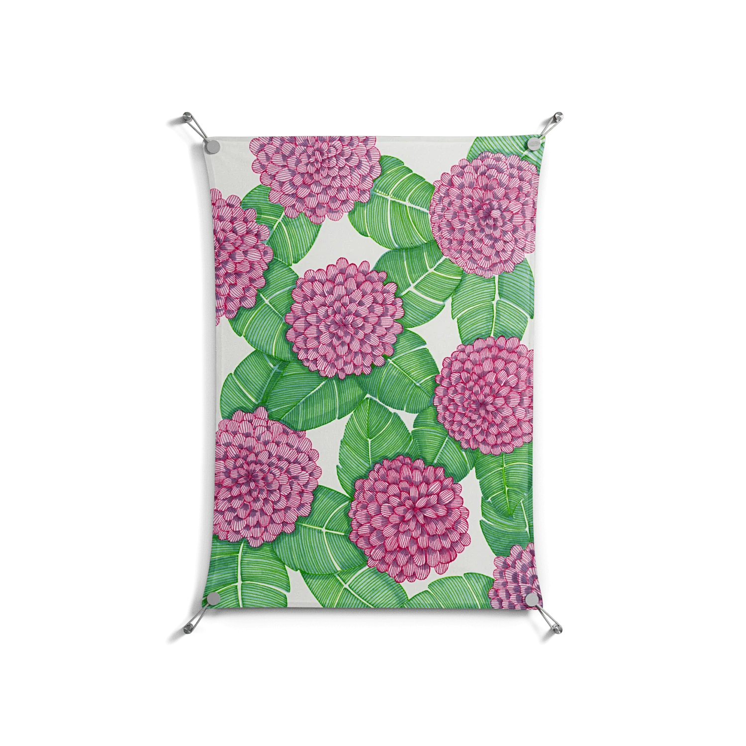 Pink Floras - Work On Wall - Katie O’Shea - Silver - 70 x 100 cm