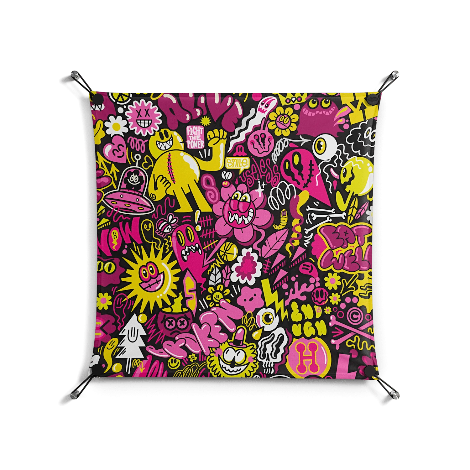 Pinky & Yellow - Work On Wall - Craig Watkins - Black - 70 x 70 cm