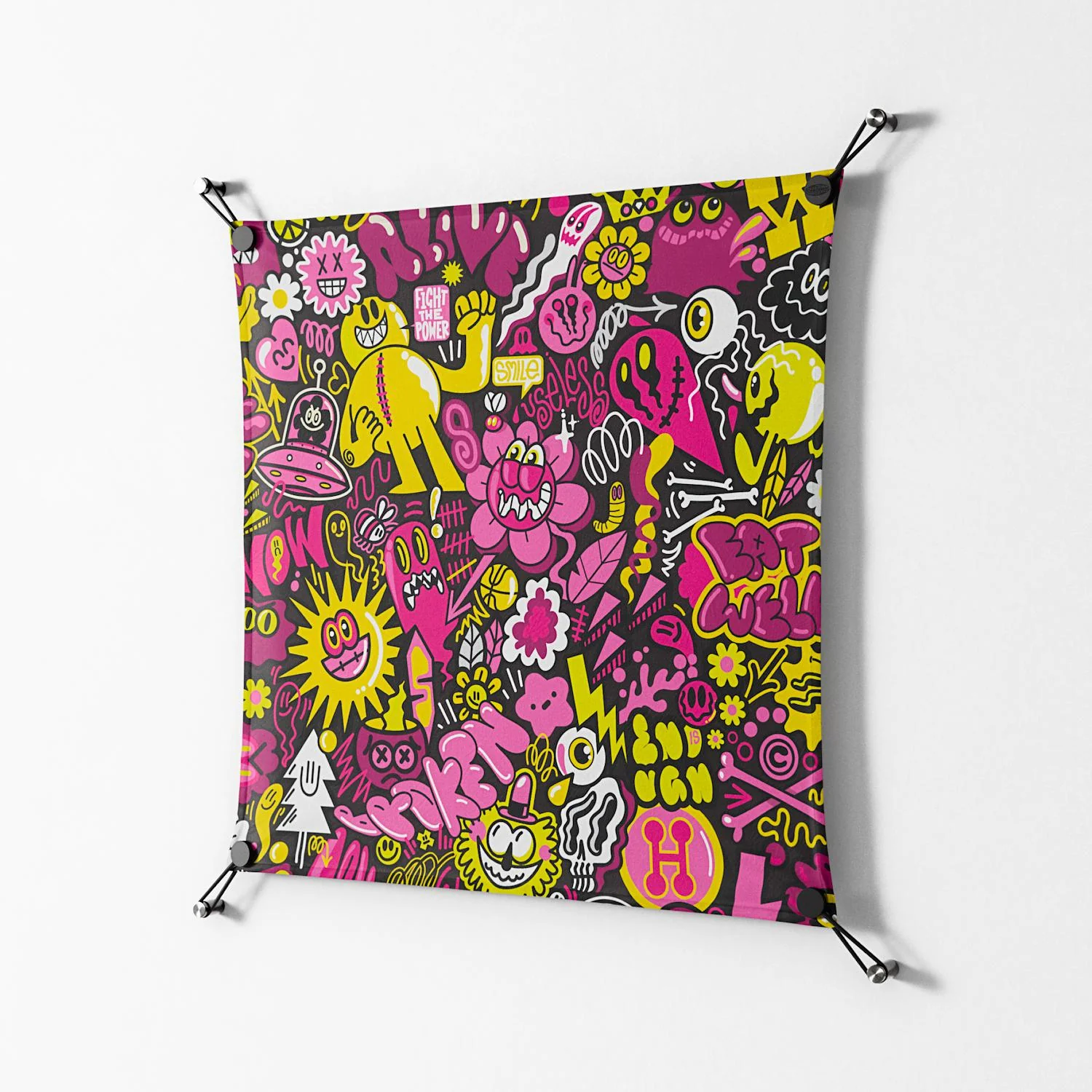 Pinky & Yellow - Work On Wall - Craig Watkins - Black - 70 x 70 cm - Image 2