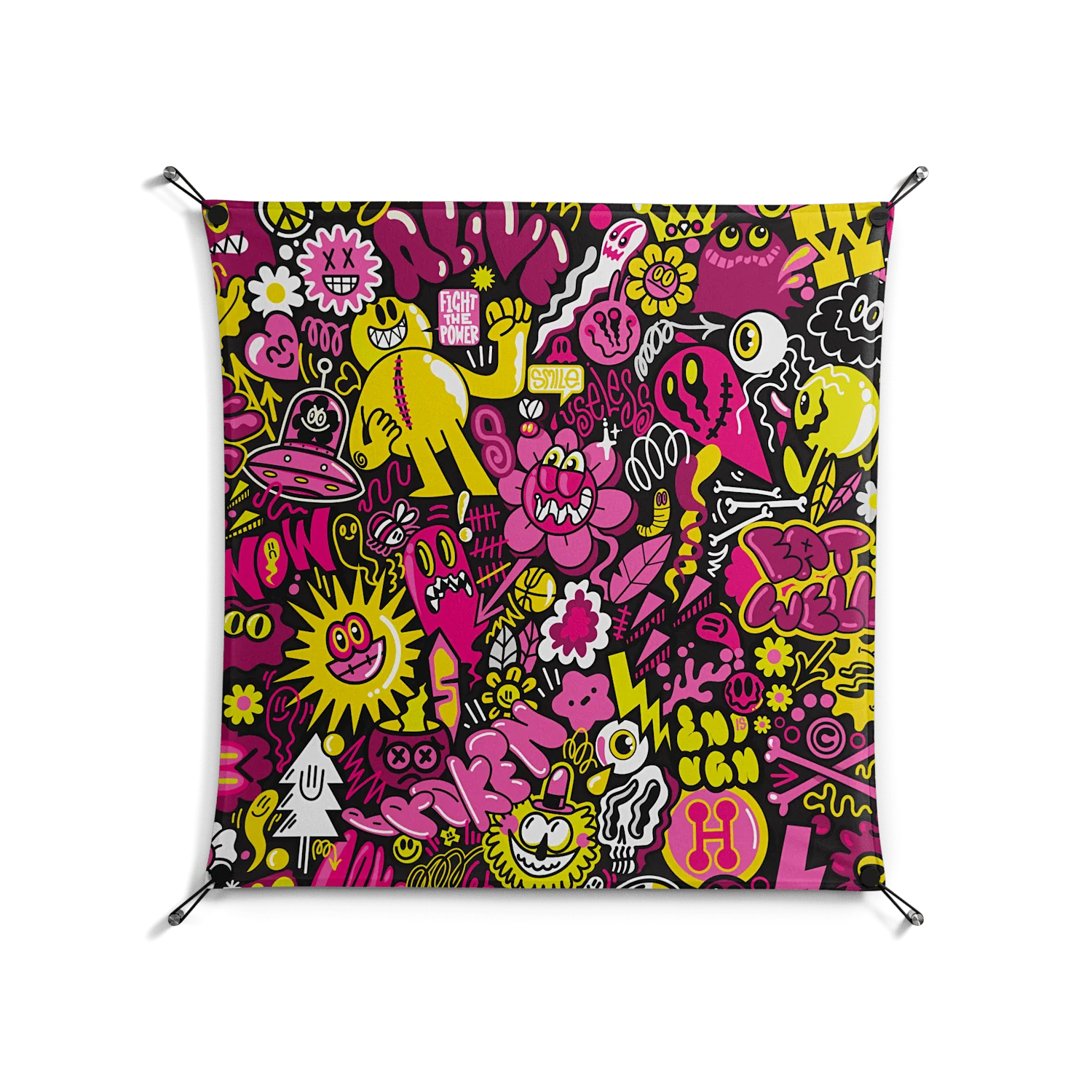 Pinky & Yellow - Work On Wall - Craig Watkins - Black - 90 x 90 cm