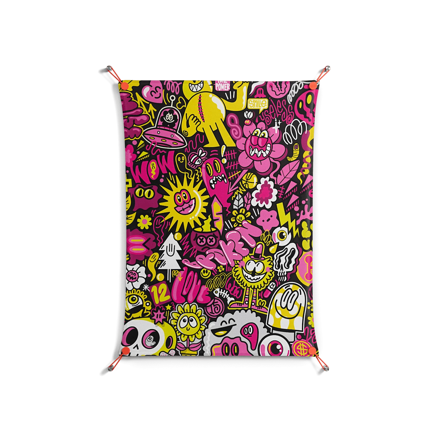 Pinky & Yellow - Work On Wall - Craig Watkins - Orange - 70 x 100 cm