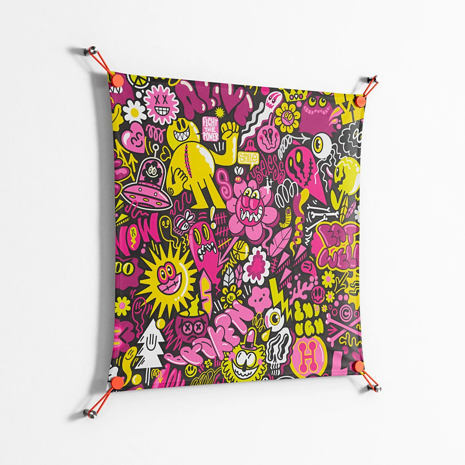 Pinky & Yellow - Work On Wall - Craig Watkins - Orange - 70 x 70 cm - Image 2