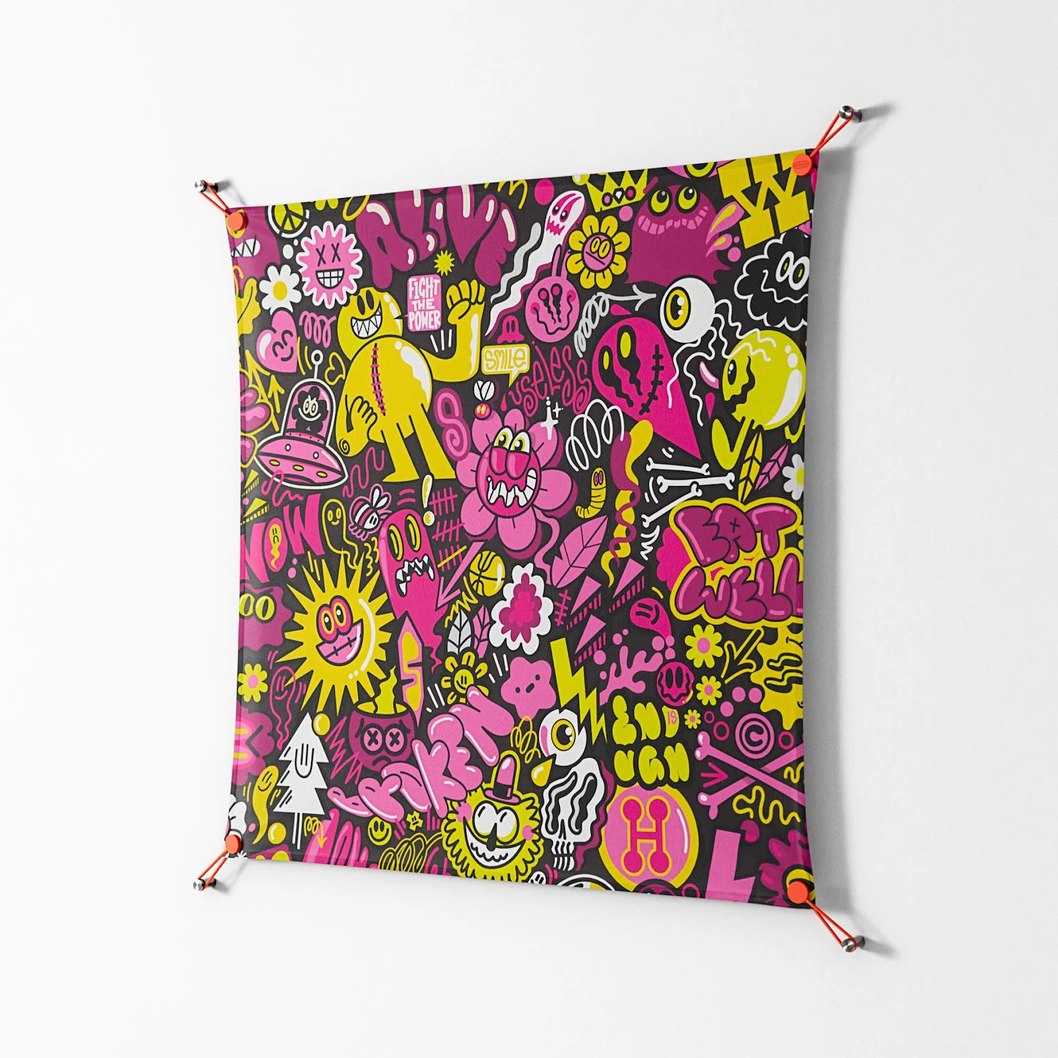 Pinky & Yellow - Work On Wall - Craig Watkins - Orange - 90 x 90 cm - Image 2