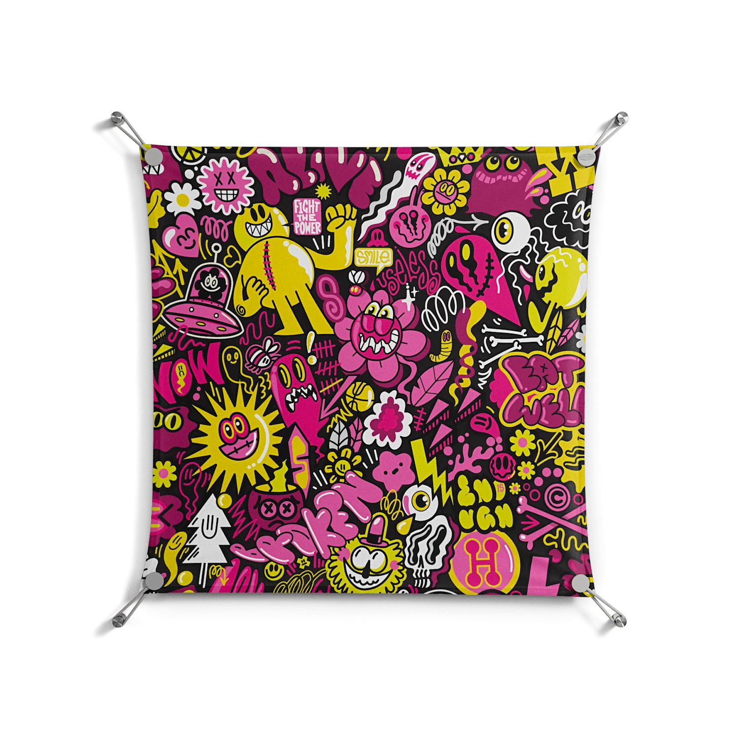 Pinky & Yellow - Work On Wall - Craig Watkins - Silver - 70 x 70 cm
