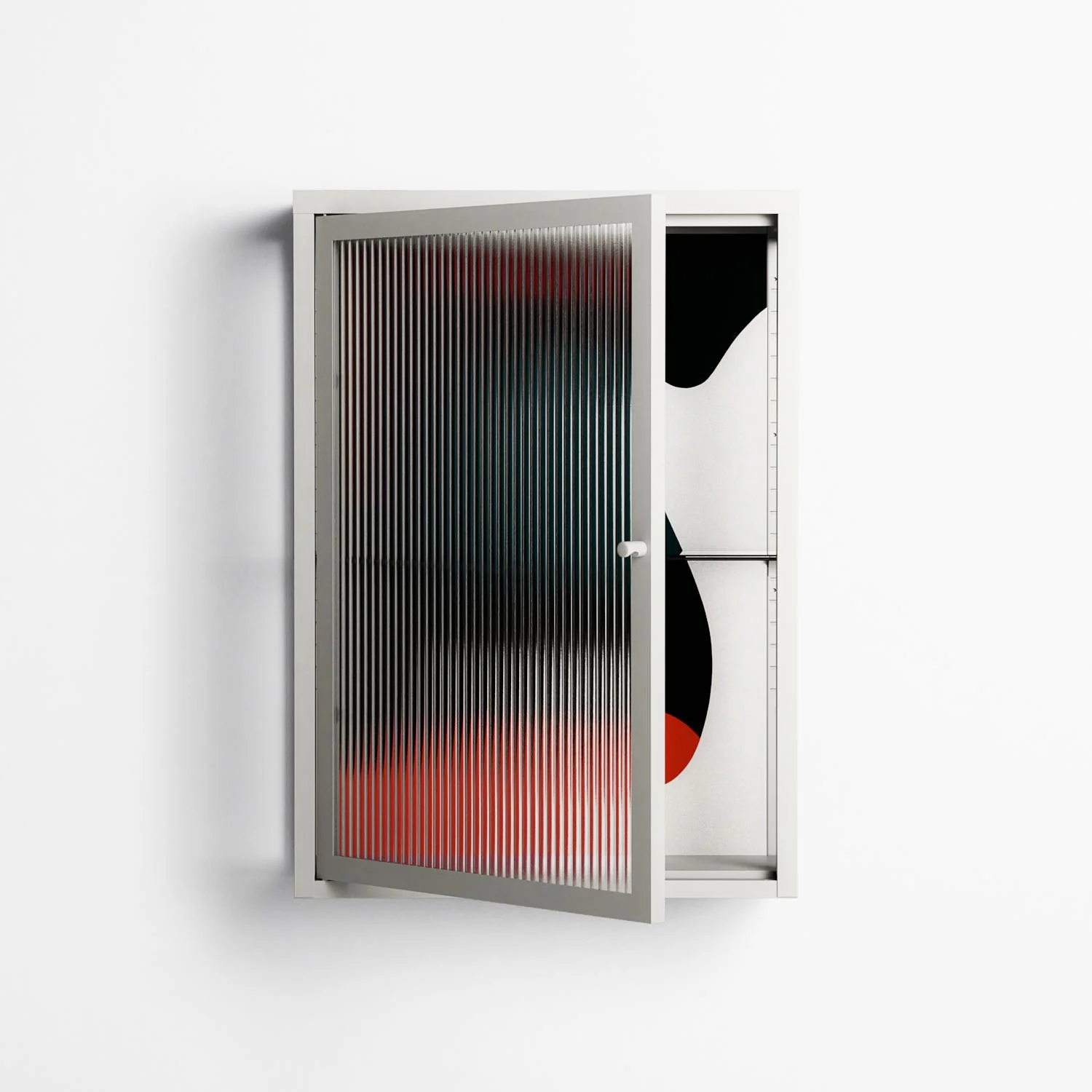 Plume - Wall Cabinet - Rikki Hewitt - Chalk - Reeded glass - Image 2