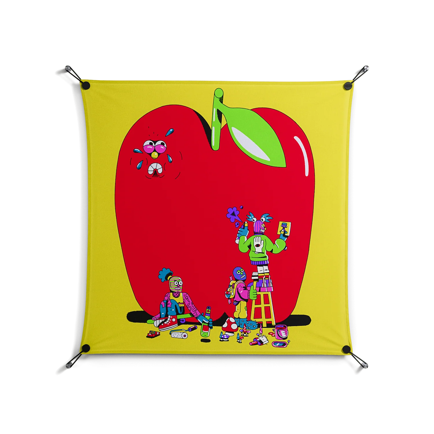 Punkgirls - Work On Wall - Cezar Berje - Black - 90 x 90 cm