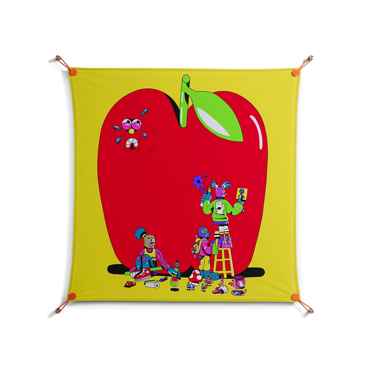 Punkgirls - Work On Wall - Cezar Berje - Orange - 90 x 90 cm