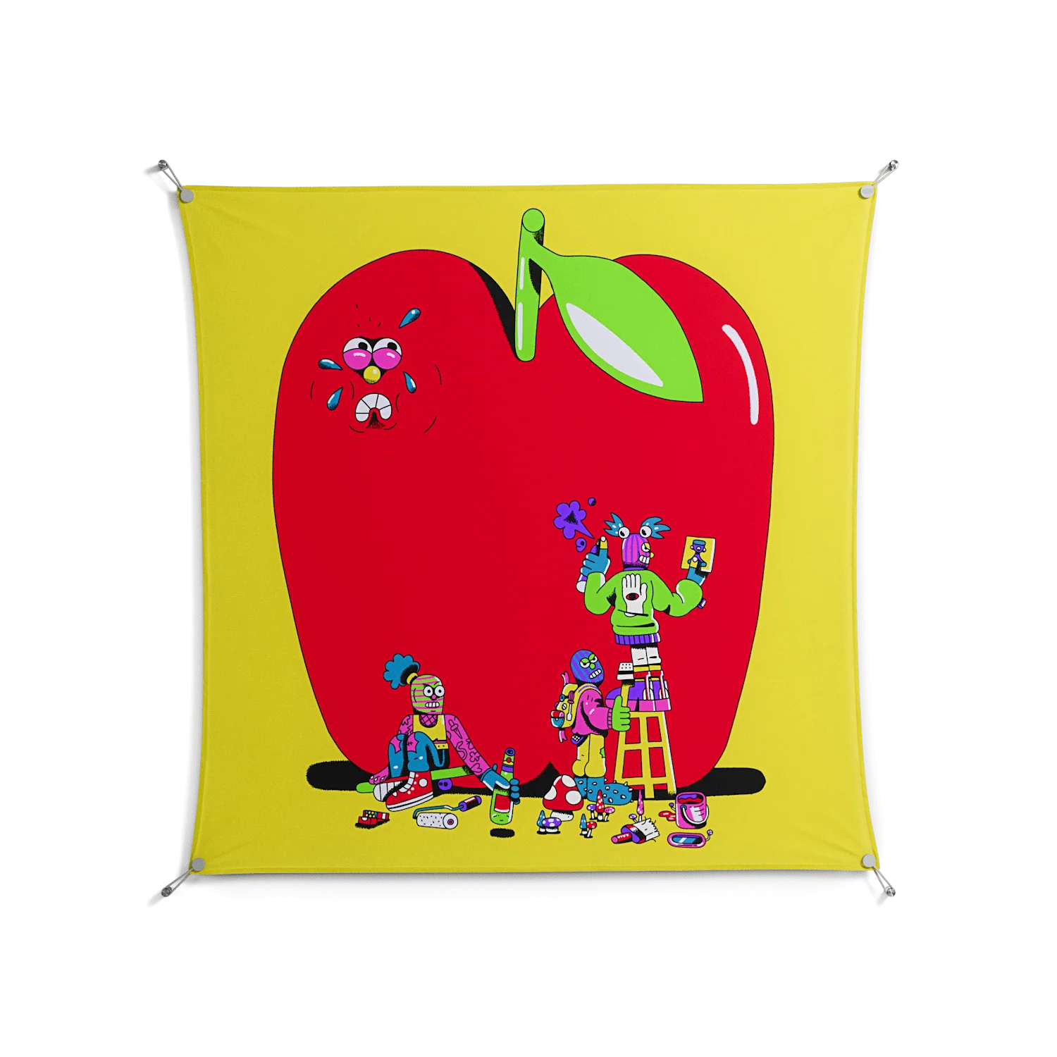 Punkgirls - Work On Wall - Cezar Berje - Silver - 140 x 140 cm