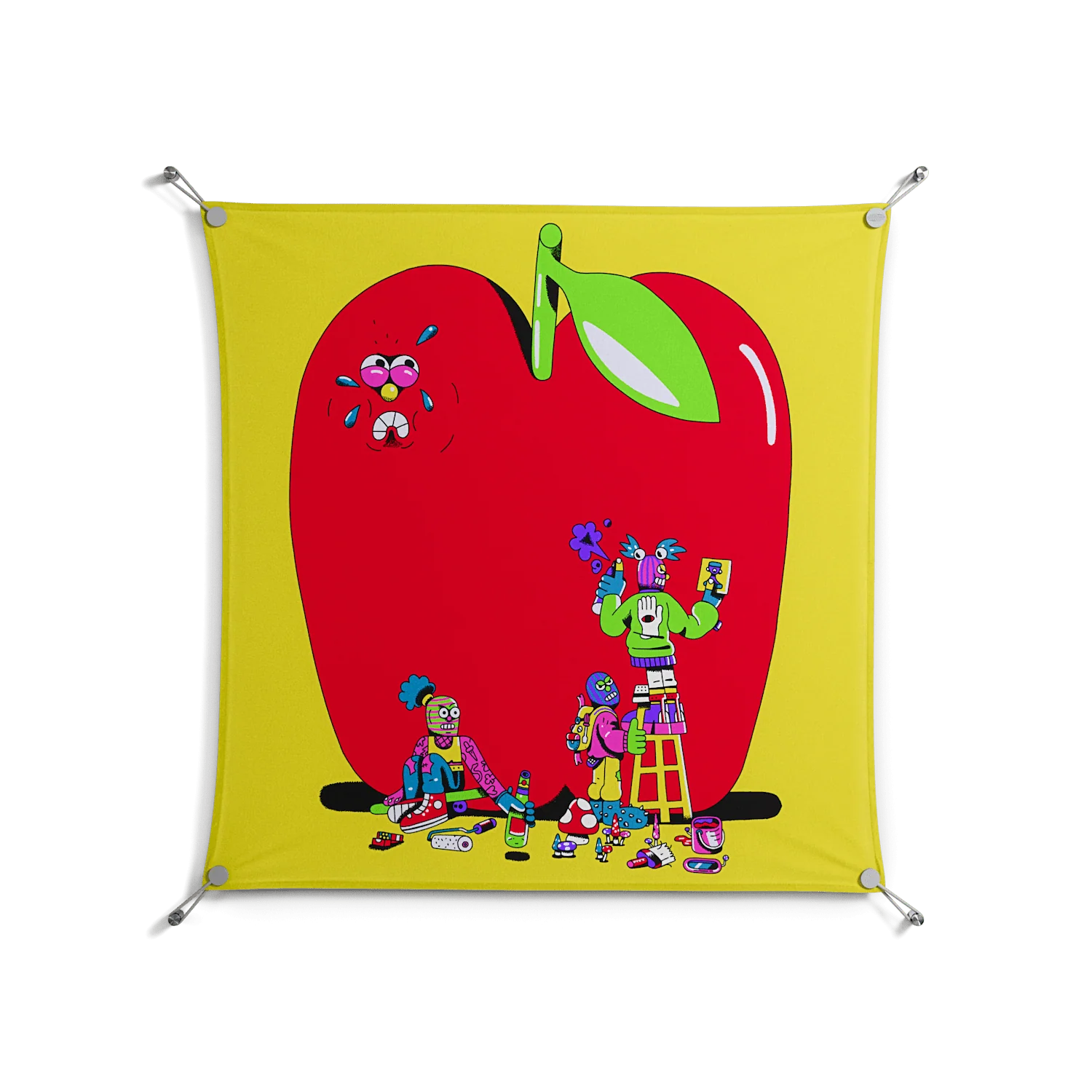 Punkgirls - Work On Wall - Cezar Berje - Silver - 90 x 90 cm
