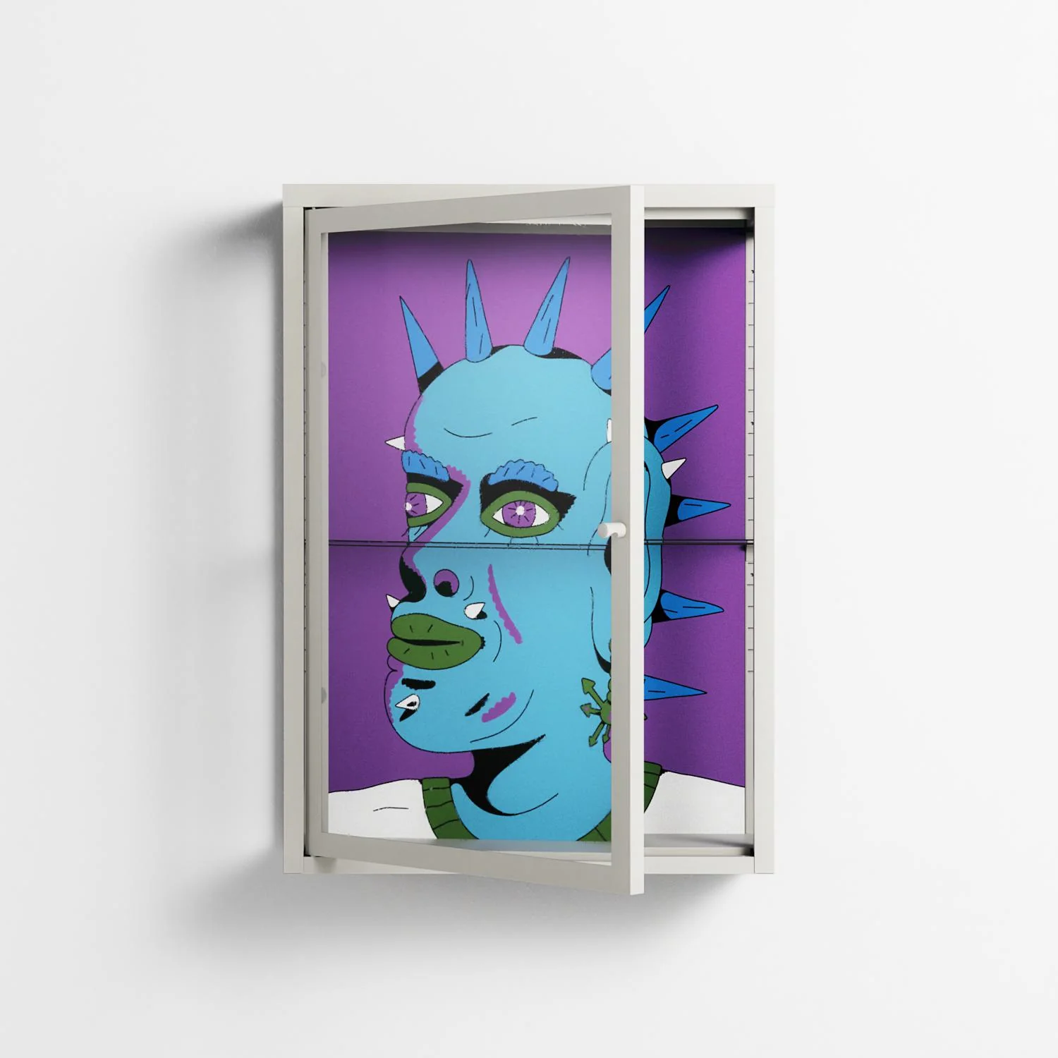 Punkrocker - Wall Cabinet - Cezar Berje - Chalk - Clear glass - Image 2