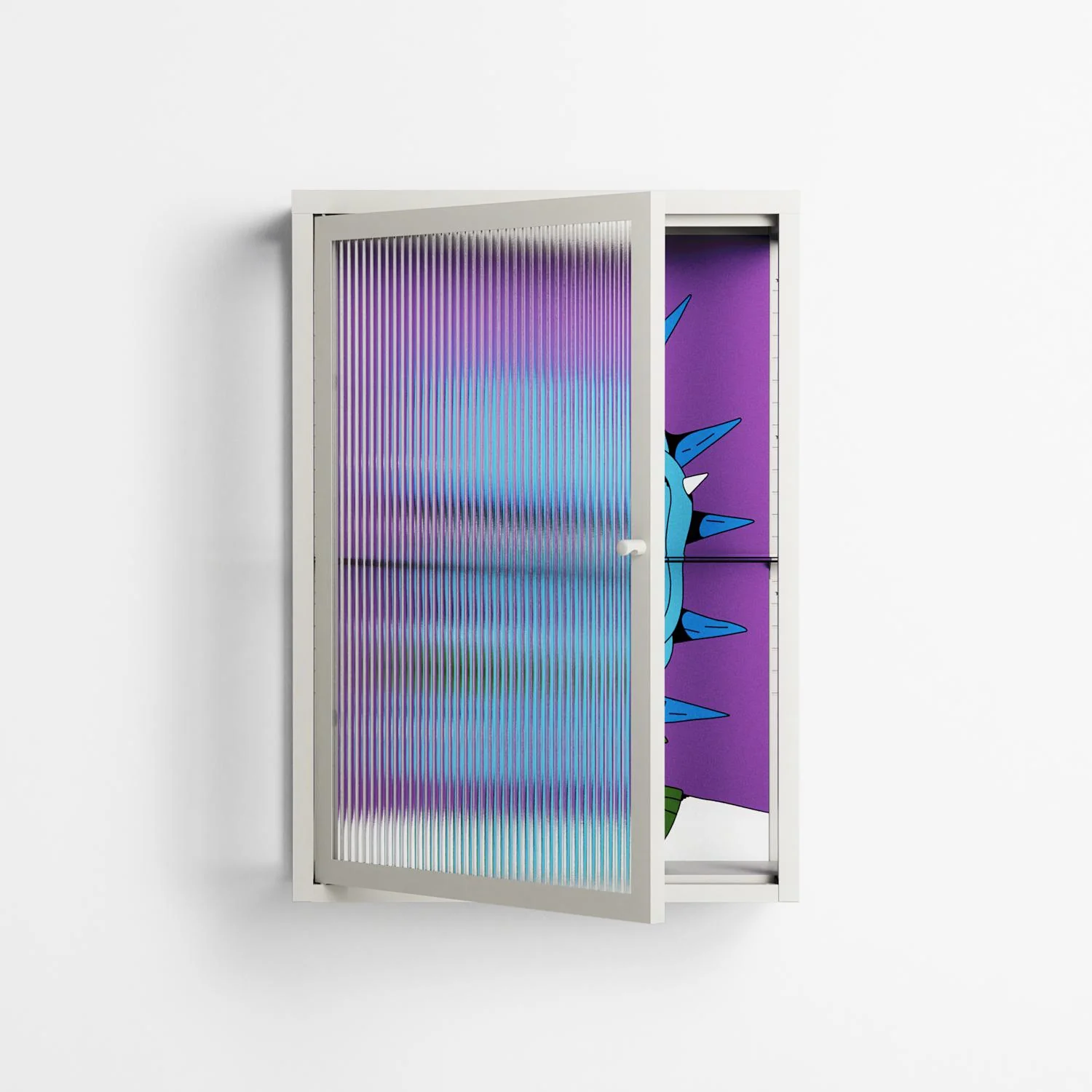 Punkrocker - Wall Cabinet - Cezar Berje - Chalk - Reeded glass - Image 2