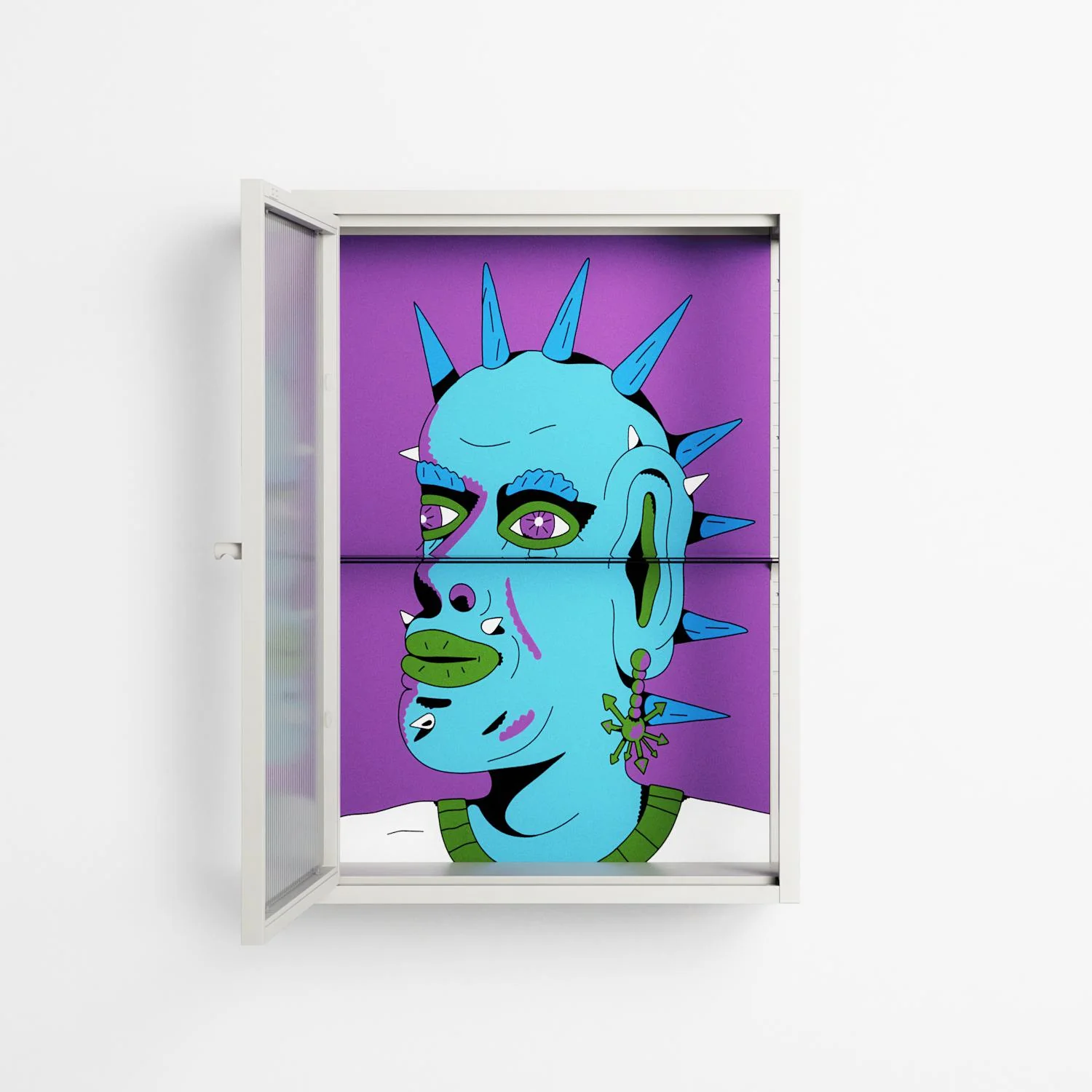 Punkrocker - Wall Cabinet - Cezar Berje - Chalk - Reeded glass - Image 3