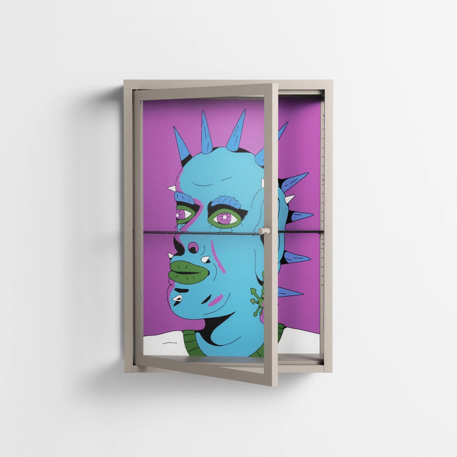 Punkrocker - Wall Cabinet - Cezar Berje - Pebble - Clear glass - Image 2