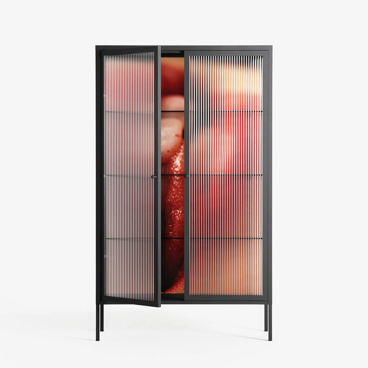Red 2 - Cabinet - Nadia Ryder - Antracite - Reeded glass - Image 2