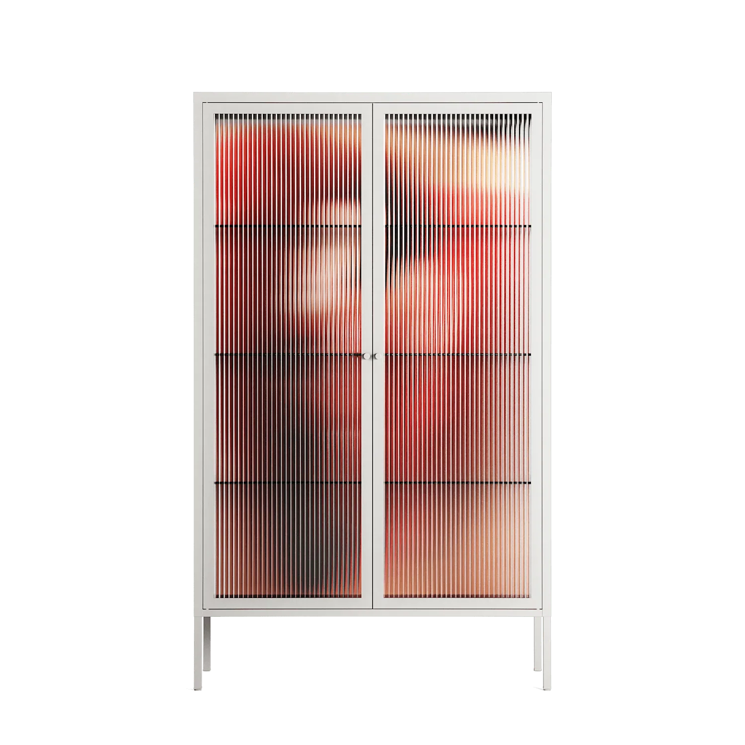 Red 2 - Cabinet - Nadia Ryder - Chalk - Reeded glass