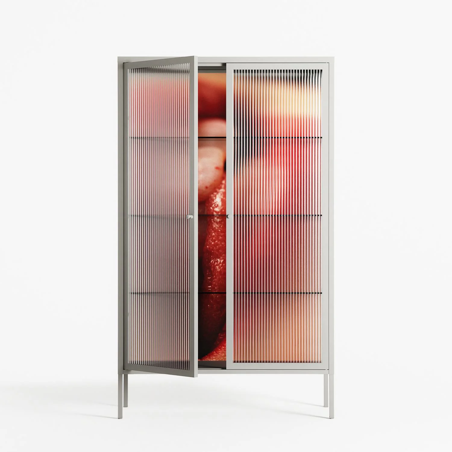 Red 2 - Cabinet - Nadia Ryder - Chalk - Reeded glass - Image 2