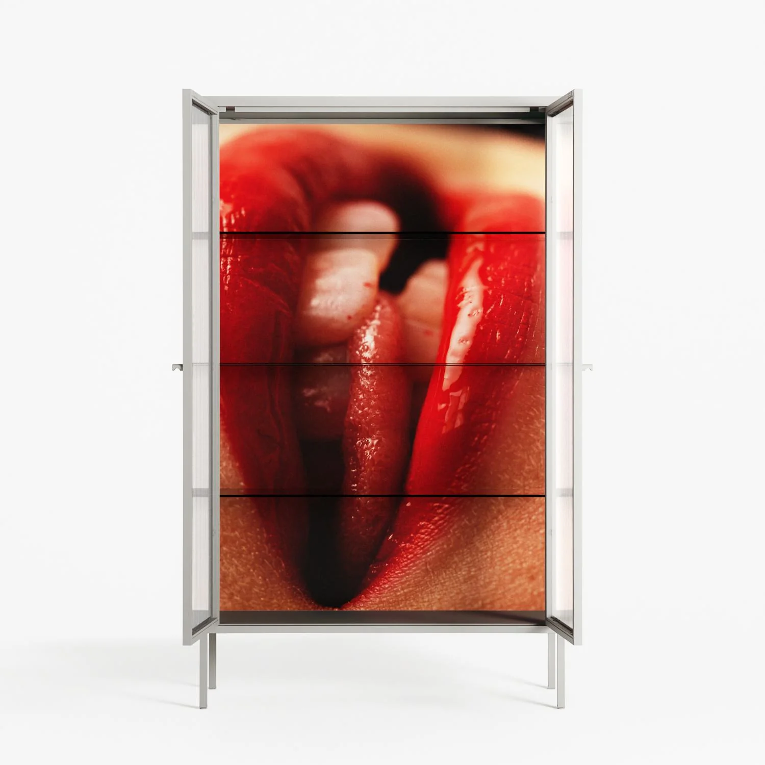 Red 2 - Cabinet - Nadia Ryder - Chalk - Reeded glass - Image 3