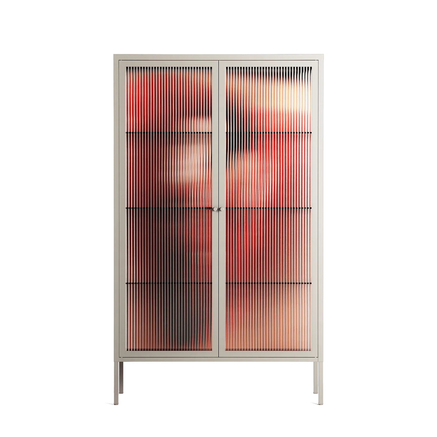 Red 2 - Cabinet - Nadia Ryder - Pebble - Reeded glass