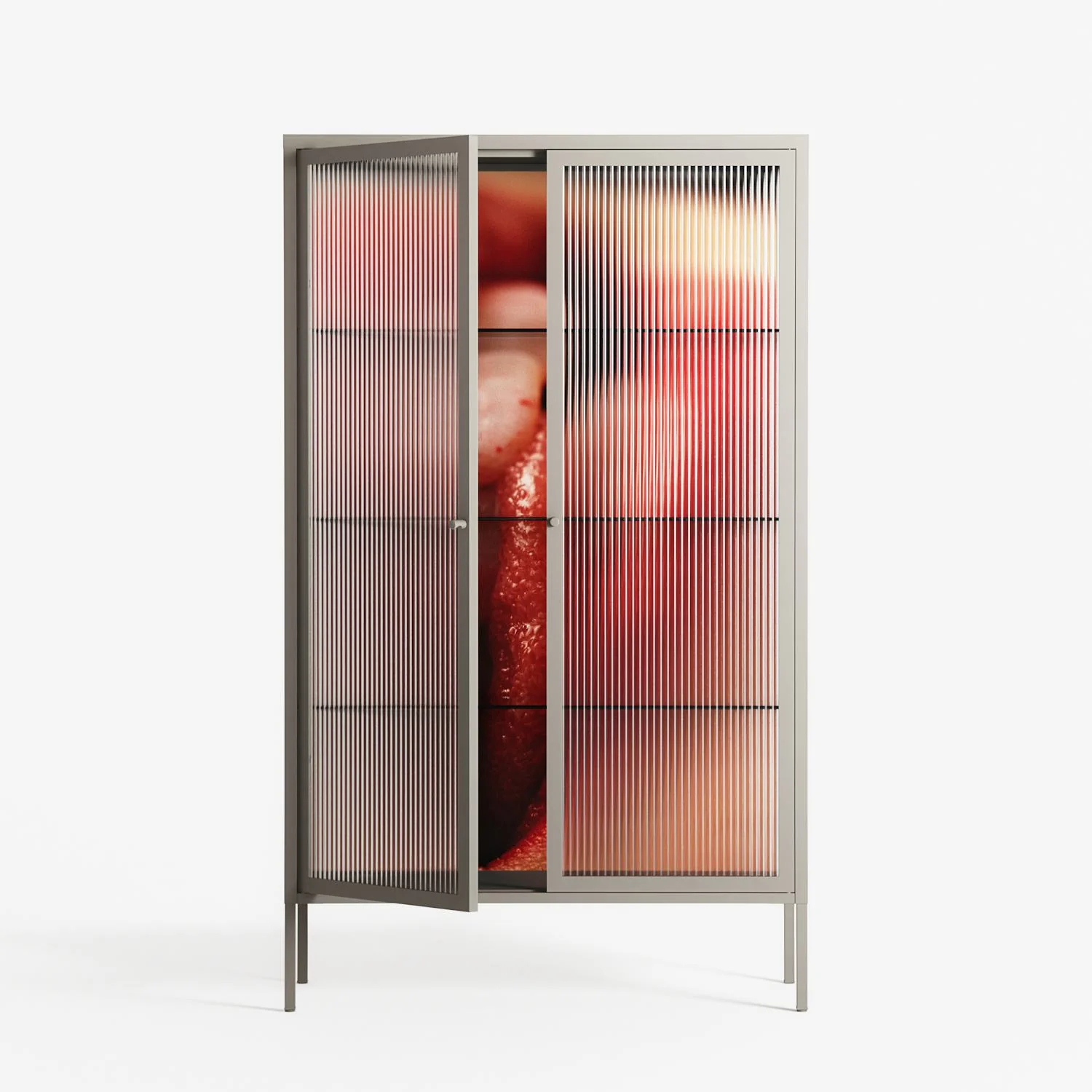 Red 2 - Cabinet - Nadia Ryder - Pebble - Reeded glass - Image 2