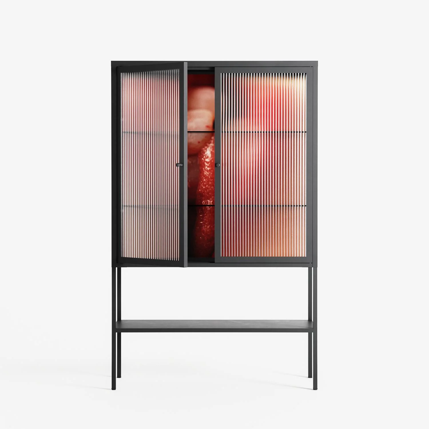 Red 2 - Loft Cabinet - Nadia Ryder - Antracite - Reeded glass - Image 2