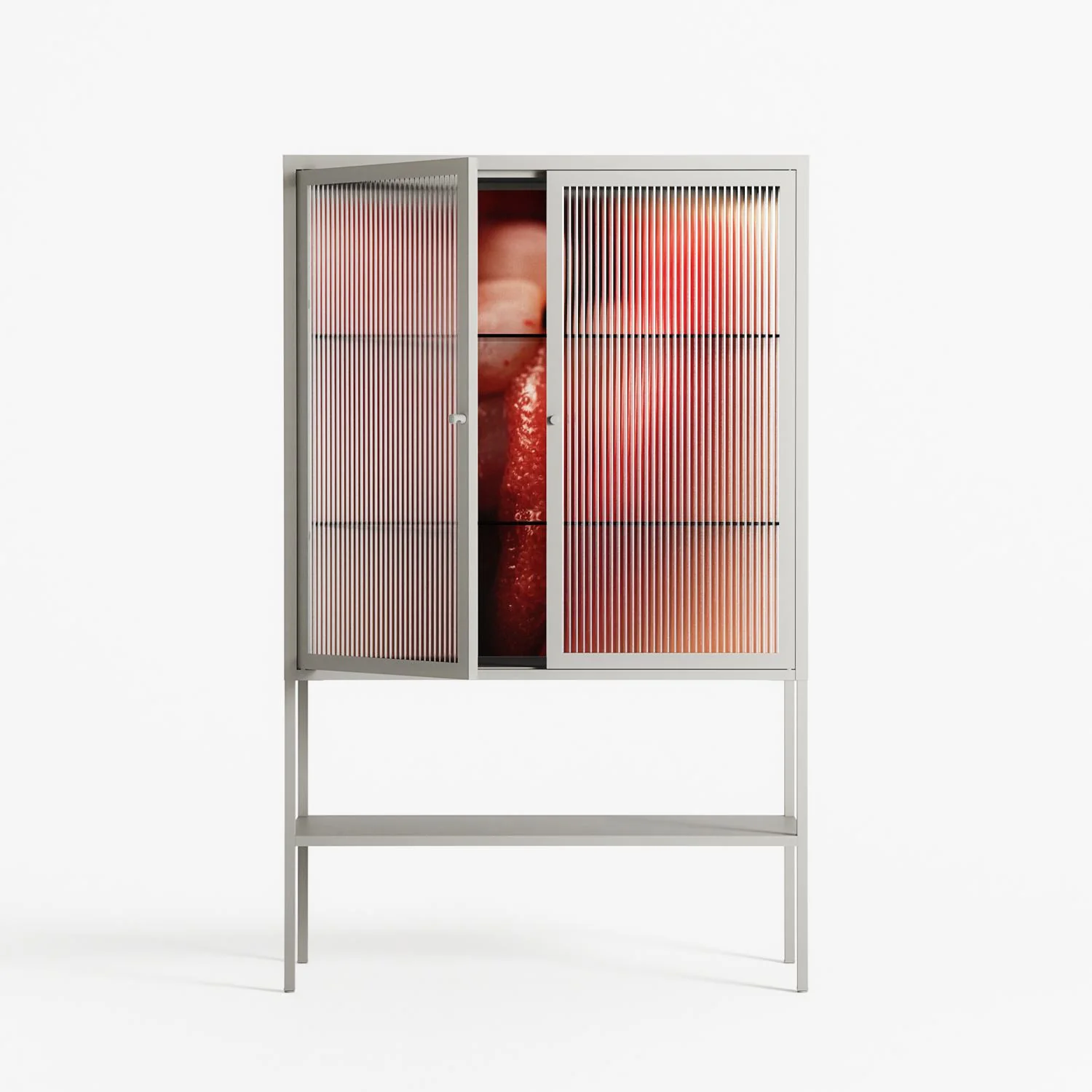 Red 2 - Loft Cabinet - Nadia Ryder - Chalk - Reeded glass - Image 2