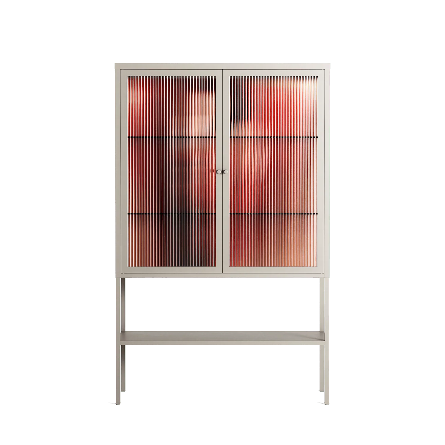Red 2 - Loft Cabinet - Nadia Ryder - Pebble - Reeded glass