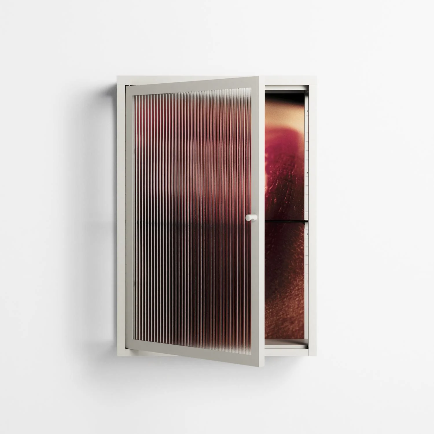Red 2 - Wall Cabinet - Nadia Ryder - Chalk - Reeded glass - Image 2