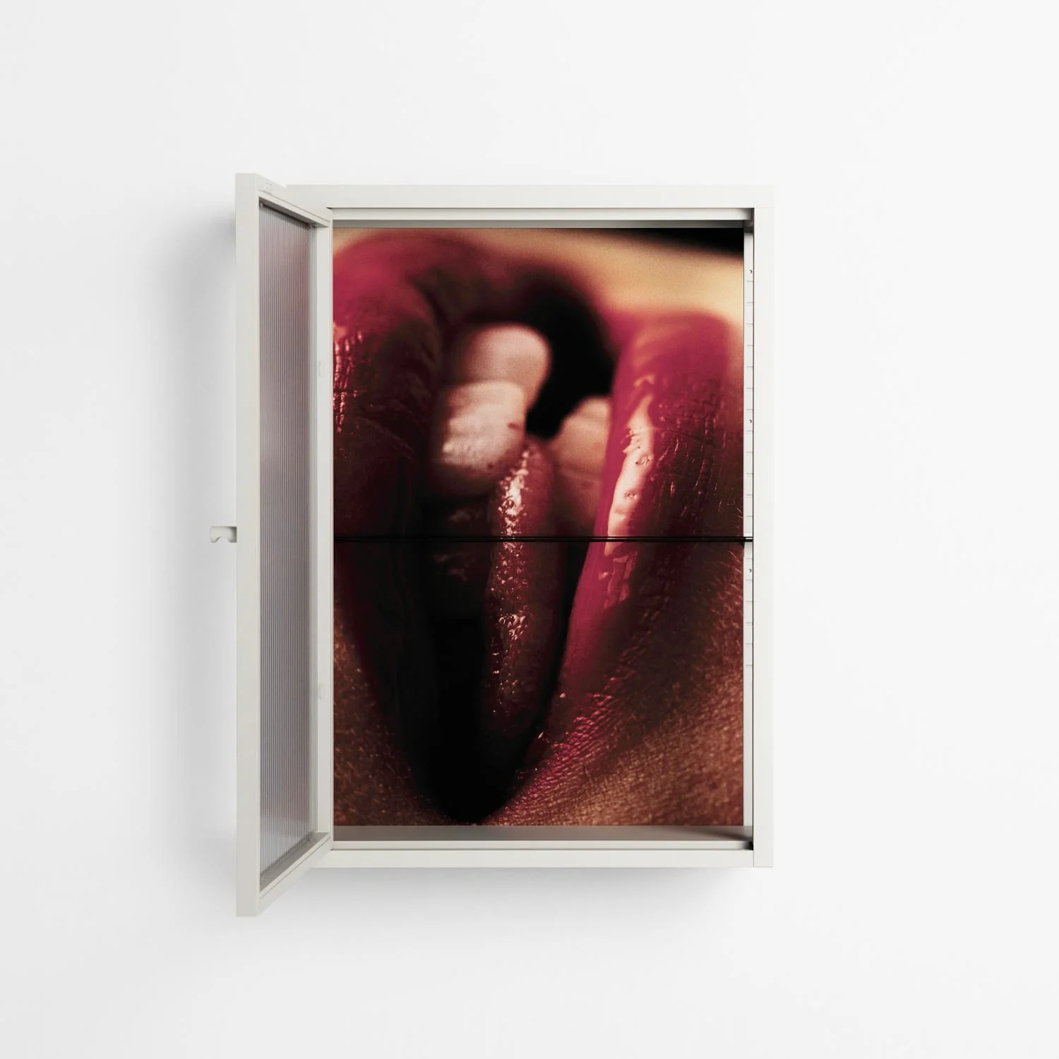 Red 2 - Wall Cabinet - Nadia Ryder - Chalk - Reeded glass - Image 3