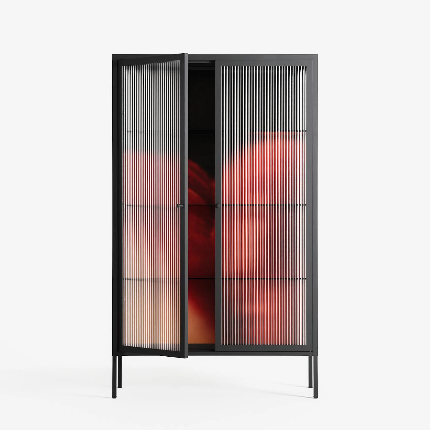 Red 3 - Cabinet - Nadia Ryder - Antracite - Reeded glass - Image 2
