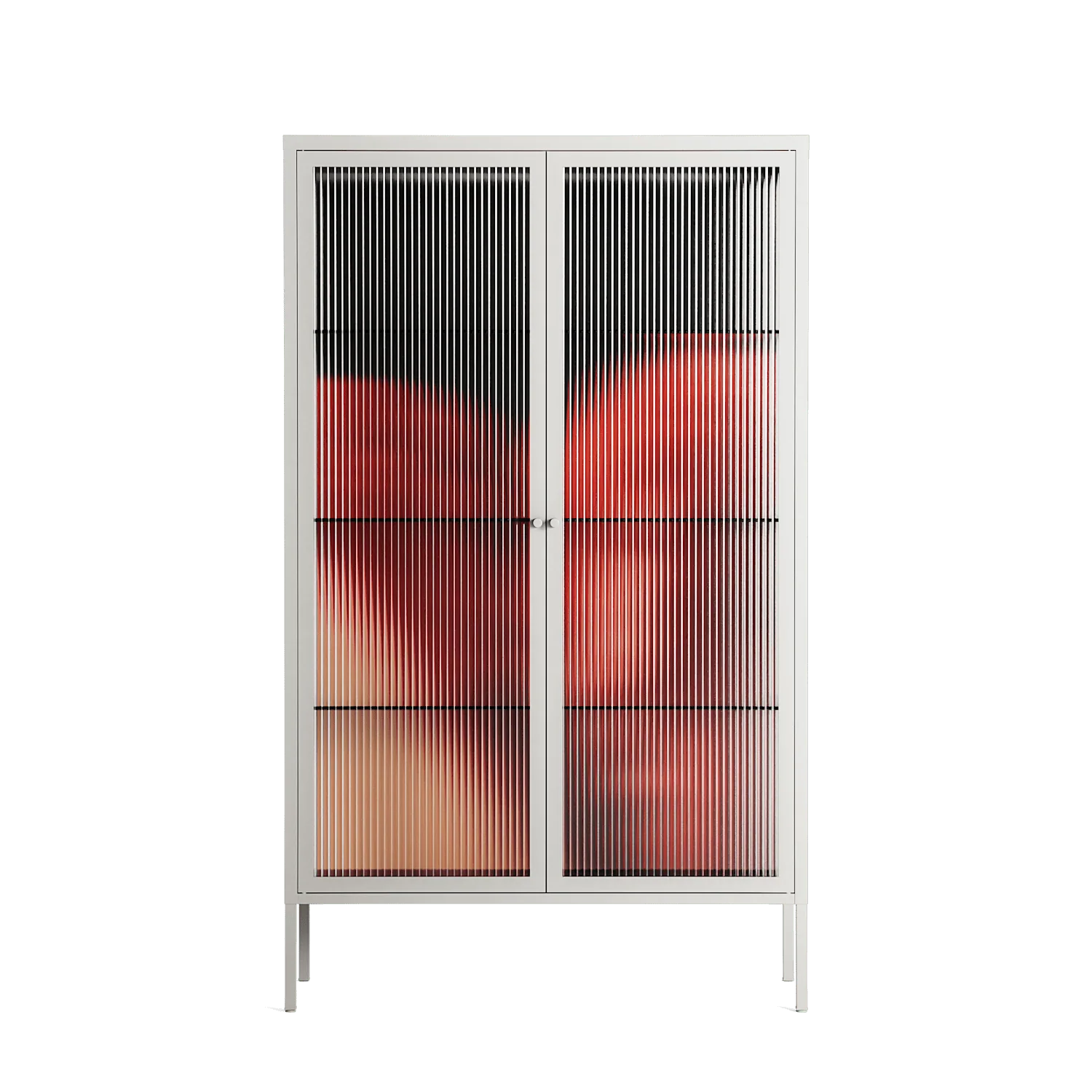 Red 3 - Cabinet - Nadia Ryder - Chalk - Reeded glass